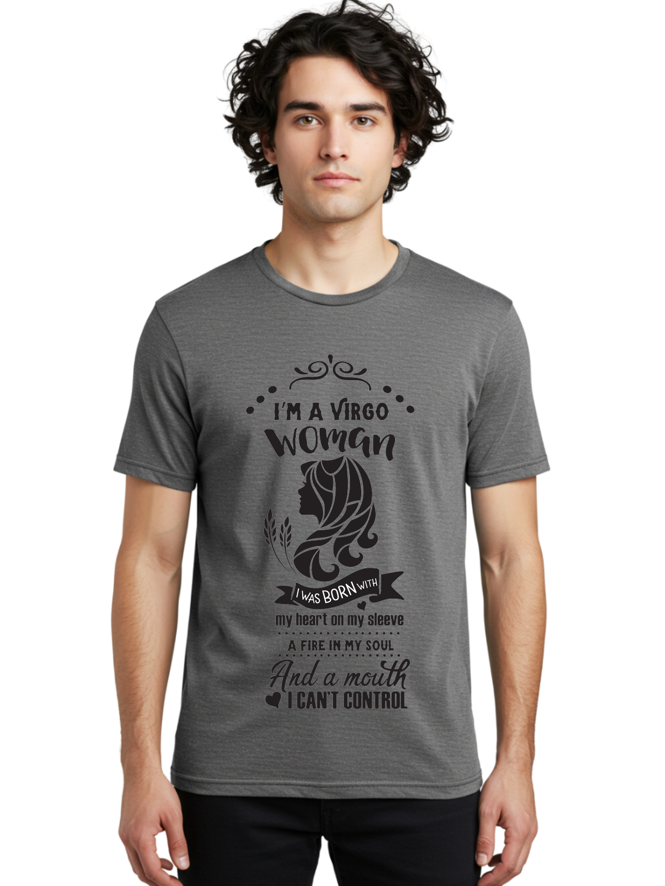 I-M-Virgo-Woman Men'S Graphic Tee, 100% Cotton, Comfortable Casual Summer Wear, Machine Washable, Virgo Woman, Astrological Sign, Zodiac Personality, Strong Female, Heart On Sleeve, Fire In Soul, Outspoken, Virgo Traits, Confident Woman, Aac869