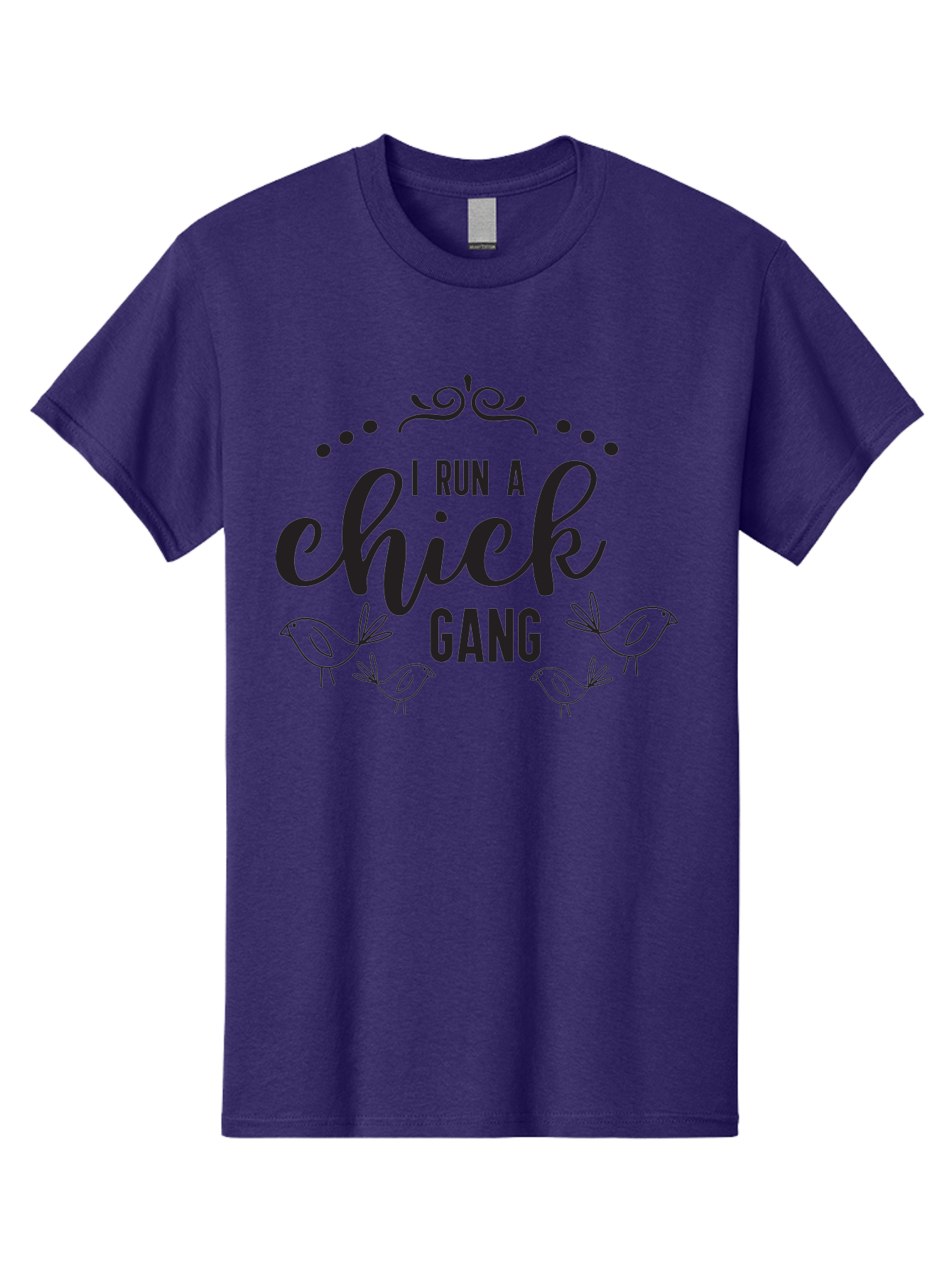 I-Run-A-Chick-Gang Men'S Graphic Tee, 100% Cotton, Comfortable Casual Summer Wear, Machine Washable, Funny Chicken Sayings, Cute Bird Quotes, Humorous Farm Phrases, Trendy Chicken Graphics, Farm Humor, Chicken Lover Gifts, Poultry Puns Aac875