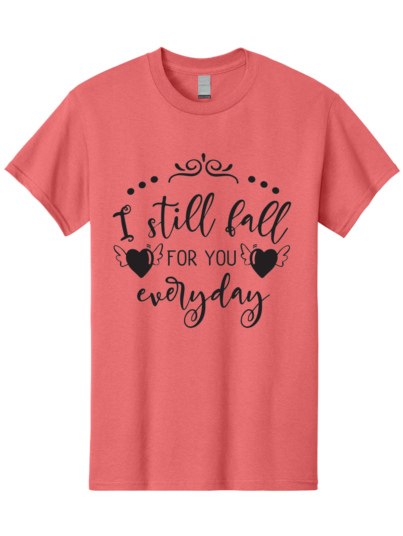 I-Still-Fall-For-You-Everyday Men'S Graphic Tee, 100% Cotton, Comfortable Casual Summer Wear, Machine Washable, Love Quote, Romantic Phrase, Heartwarming Words, Lovely Saying, I Still Fall For You Everyday, Sweet Sentiment, Lovely Hearts, Aac878