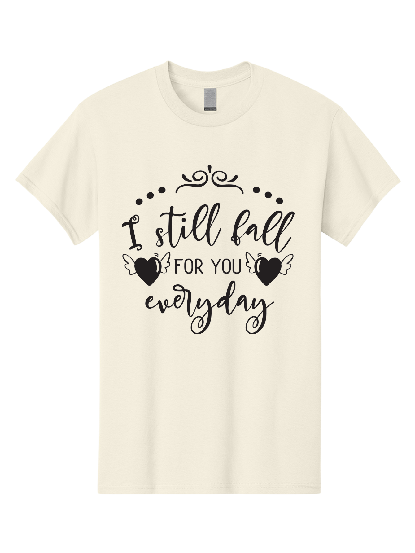 I-Still-Fall-For-You-Everyday Men'S Graphic Tee, 100% Cotton, Comfortable Casual Summer Wear, Machine Washable, Love Quote, Romantic Phrase, Heartwarming Words, Lovely Saying, I Still Fall For You Everyday, Sweet Sentiment, Lovely Hearts, Aac878