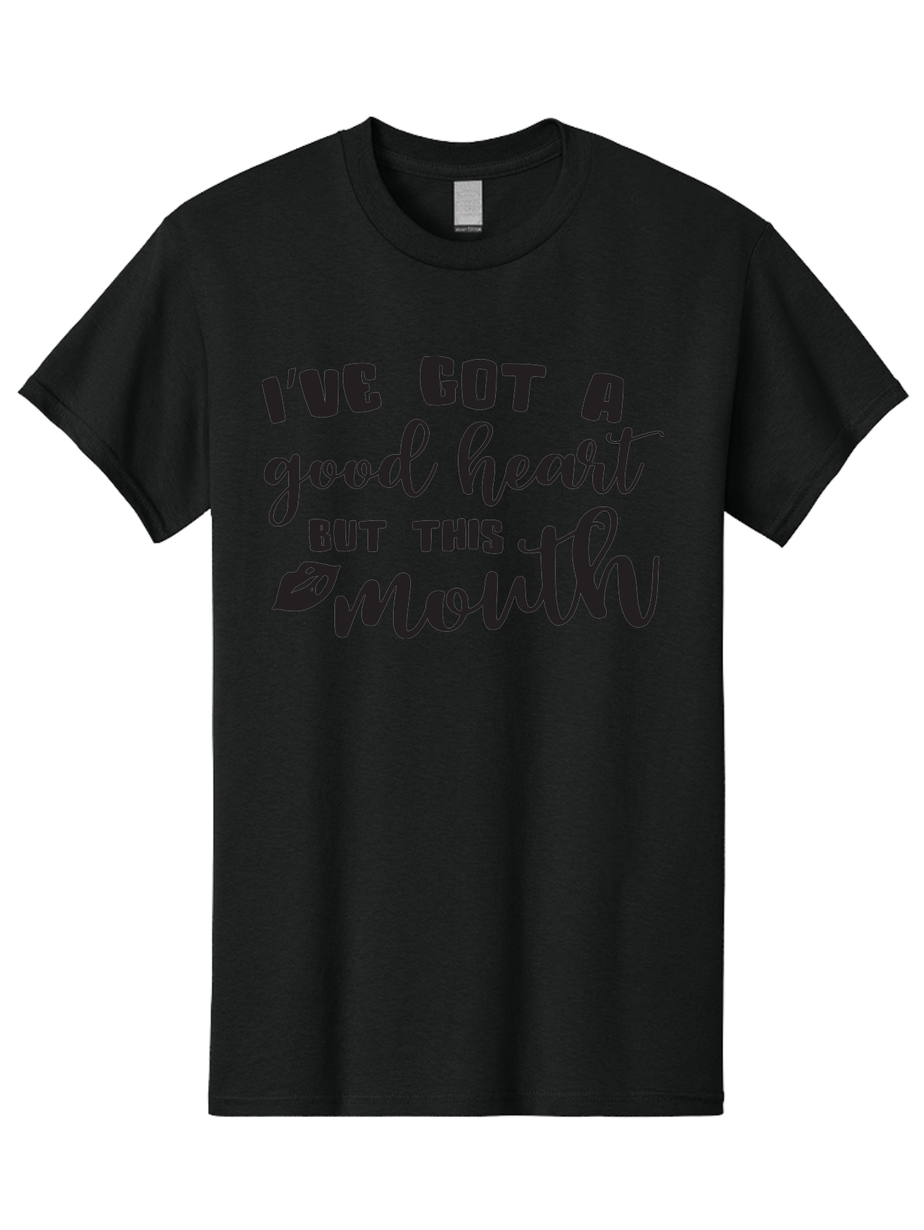 I-Ve-Got-A-Good-Heart-But-This-Mouth Men'S Graphic Tee, 100% Cotton, Comfortable Casual Summer Wear, Machine Washable, Sassy Quote, Good Heart, Lip Prints, Sassy Mouth, Funny Saying, Attitude Quote, Witty Phrase, Sarcastic Humor Aac880