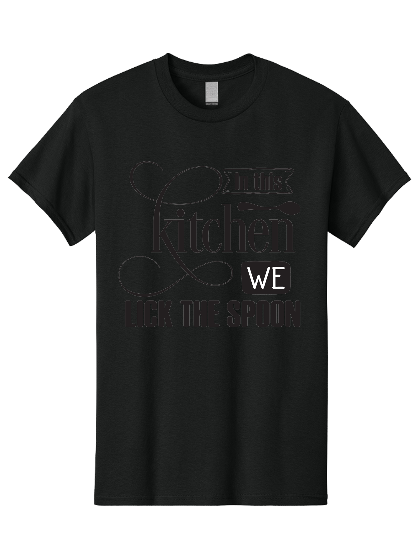 In-This-Kitchen-We-Lick-The-Spoon Men'S Graphic Tee, 100% Cotton, Comfortable Casual Summer Wear, Machine Washable, Kitchen Decor, Cooking Quotes, Culinary Inspiration, Cooking Humor, Kitchen Signs, Foodie Gifts, Lick The Spoon, Aac896