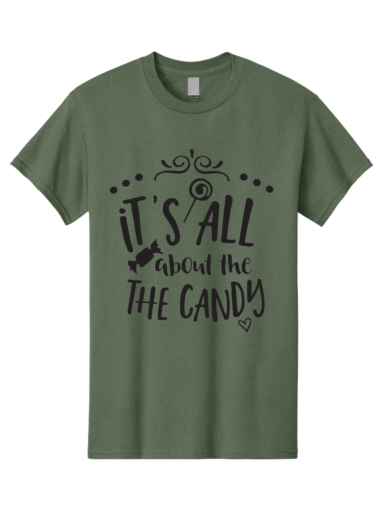 It-S-All-About-The-Candy Men'S Graphic Tee, 100% Cotton, Comfortable Casual Summer Wear, Machine Washable, Candy Quote, Sweet Treats, Lollipop Graphic, Candy Theme, Dessert Lover, Sweet Tooth, Candy Design, Whimsical Font, Decorative Swirls, Aac899