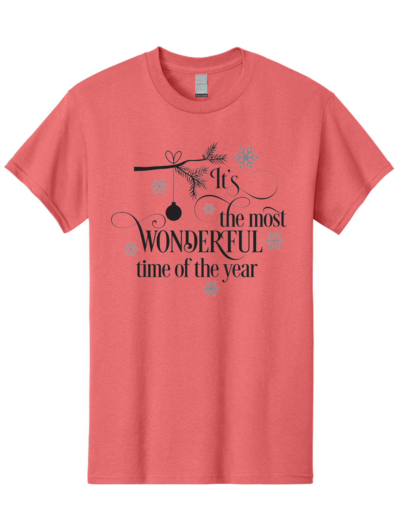 It-S-The-Most-Wonderful-Time-Of-The-Year Men'S Graphic Tee, 100% Cotton, Comfortable Casual Summer Wear, Machine Washable, Christmas Message, Holiday Greeting, Festive Quote, Winter Season, Joyful Atmosphere, Decorative Elements, Aac901