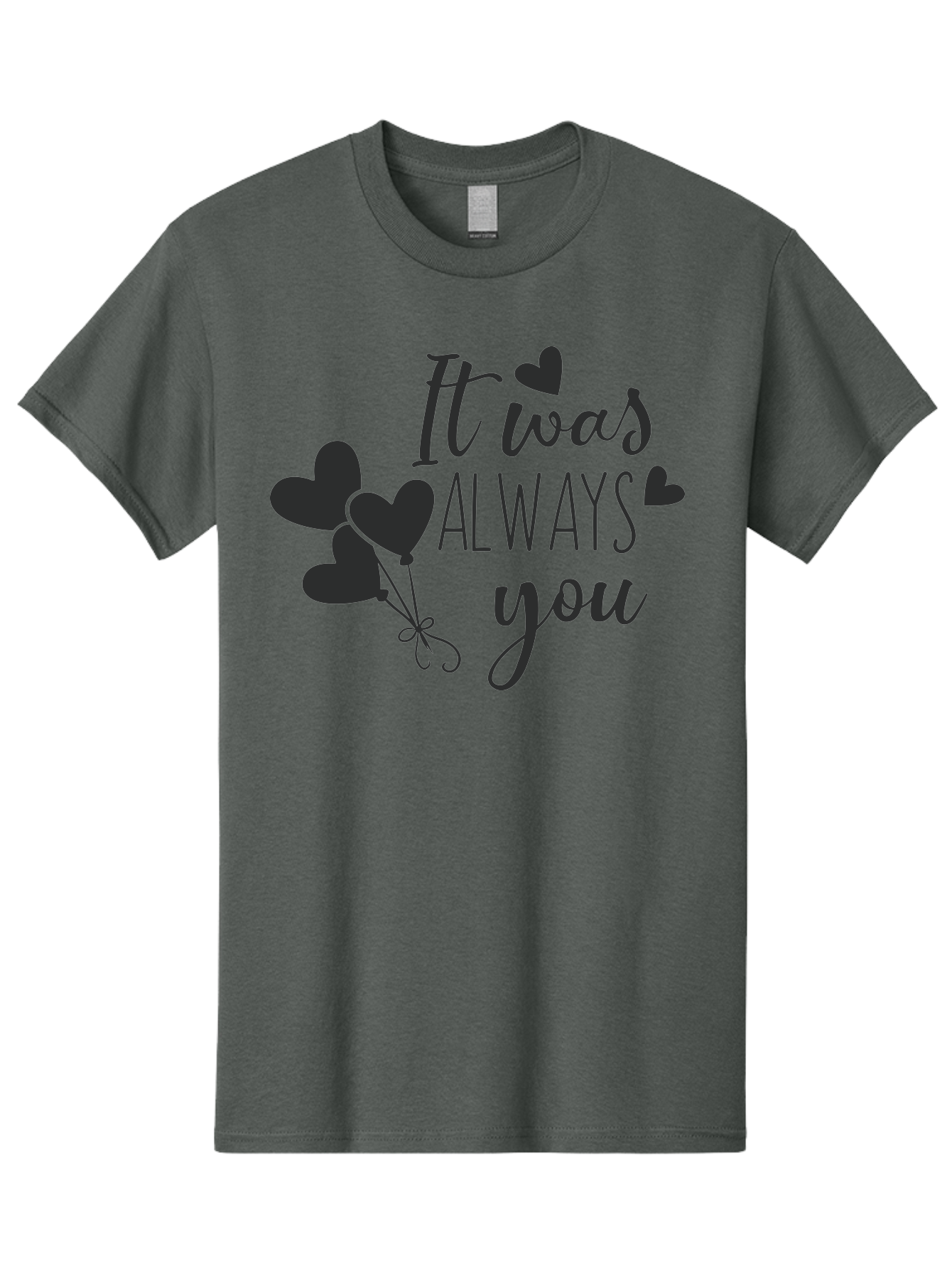 It-Was-Always-You Men'S Graphic Tee, 100% Cotton, Comfortable Casual Summer Wear, Machine Washable, Heartfelt Sentiments, Love Quotes, Romantic Phrases, Valentines Day Gifts, Heart Balloons, Love Messages, Sweet Nothings, Relationship Goals, Aac903