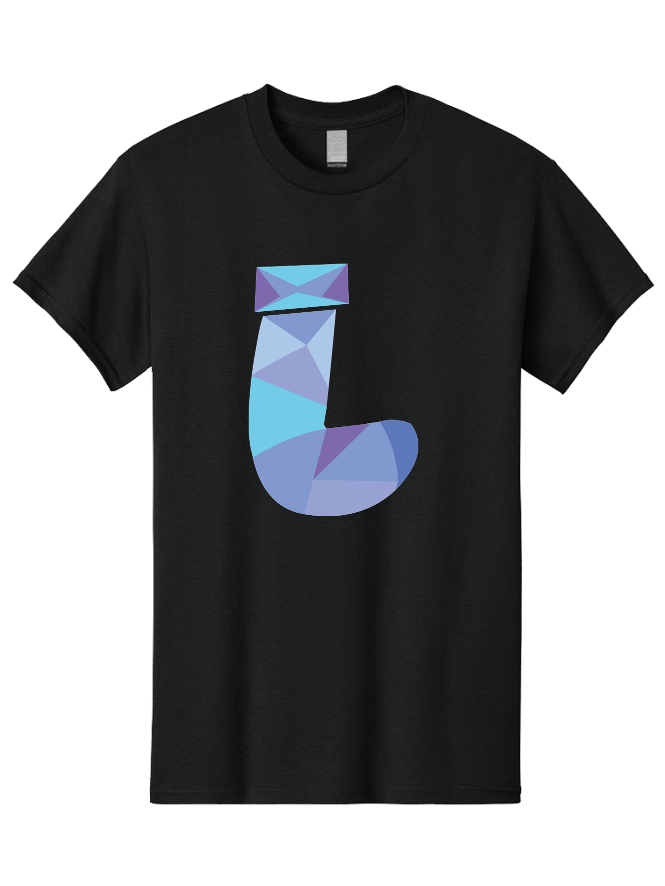 J-2 Men'S Graphic Tee, 100% Cotton, Comfortable Casual Summer Wear, Machine Washable, Geometric Letter J, Abstract Art, Low Poly Design, Blue And Purple Hues, Modern Typography, Stylized Alphabet, Digital Graphic Aac905