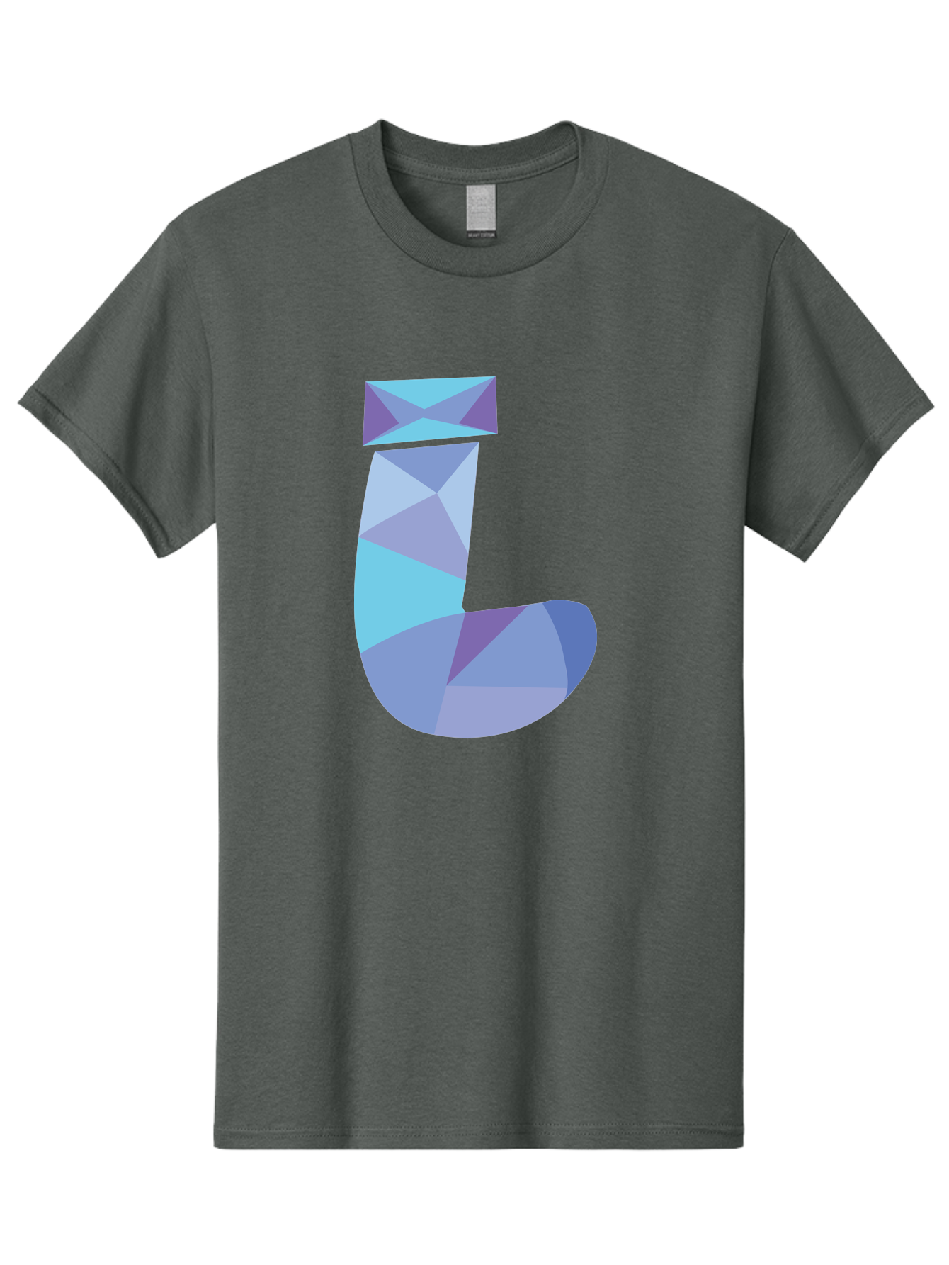 J-2 Men'S Graphic Tee, 100% Cotton, Comfortable Casual Summer Wear, Machine Washable, Geometric Letter J, Abstract Art, Low Poly Design, Blue And Purple Hues, Modern Typography, Stylized Alphabet, Digital Graphic Aac905