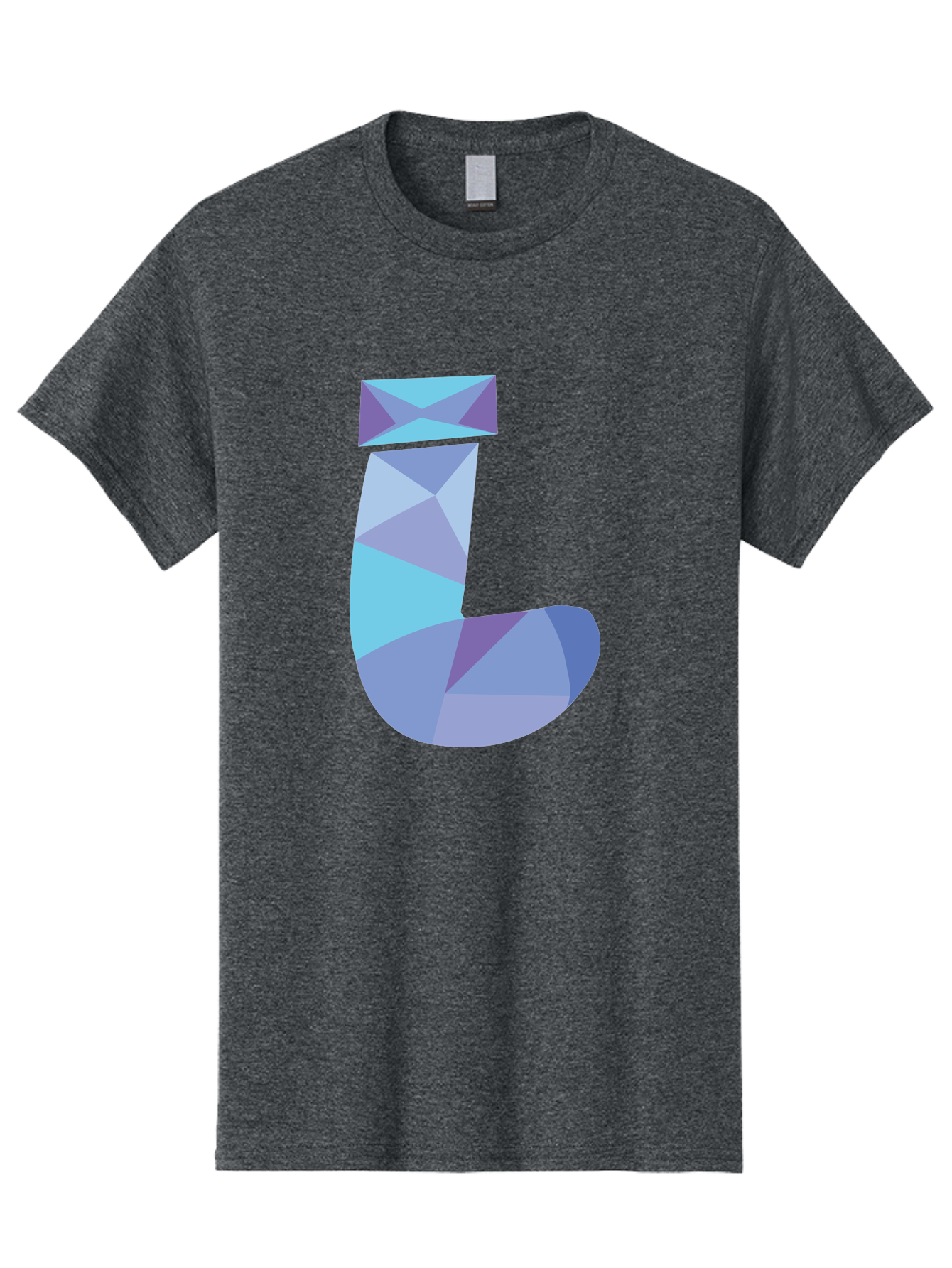 J-2 Men'S Graphic Tee, 100% Cotton, Comfortable Casual Summer Wear, Machine Washable, Geometric Letter J, Abstract Art, Low Poly Design, Blue And Purple Hues, Modern Typography, Stylized Alphabet, Digital Graphic Aac905