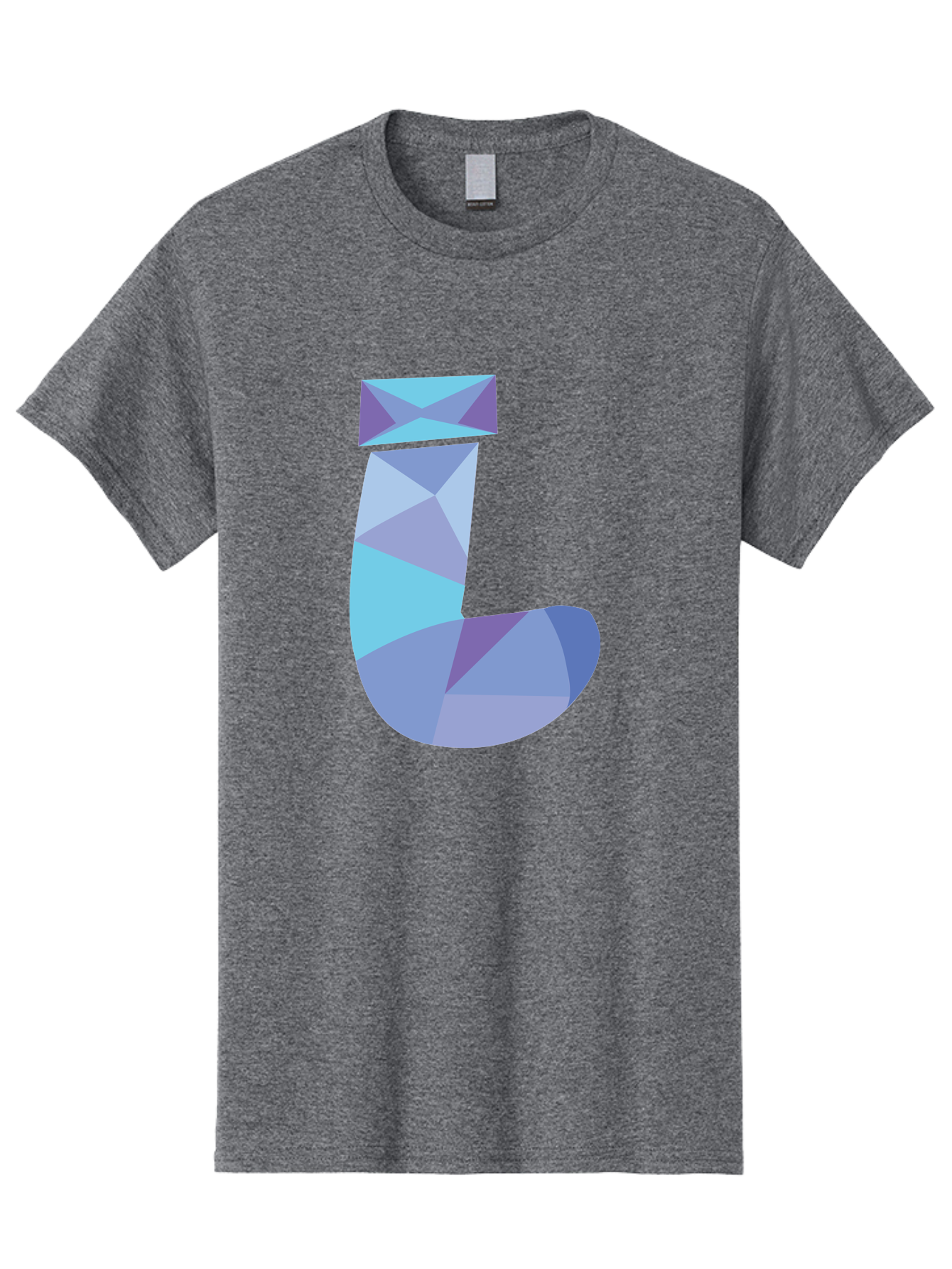 J-2 Men'S Graphic Tee, 100% Cotton, Comfortable Casual Summer Wear, Machine Washable, Geometric Letter J, Abstract Art, Low Poly Design, Blue And Purple Hues, Modern Typography, Stylized Alphabet, Digital Graphic Aac905