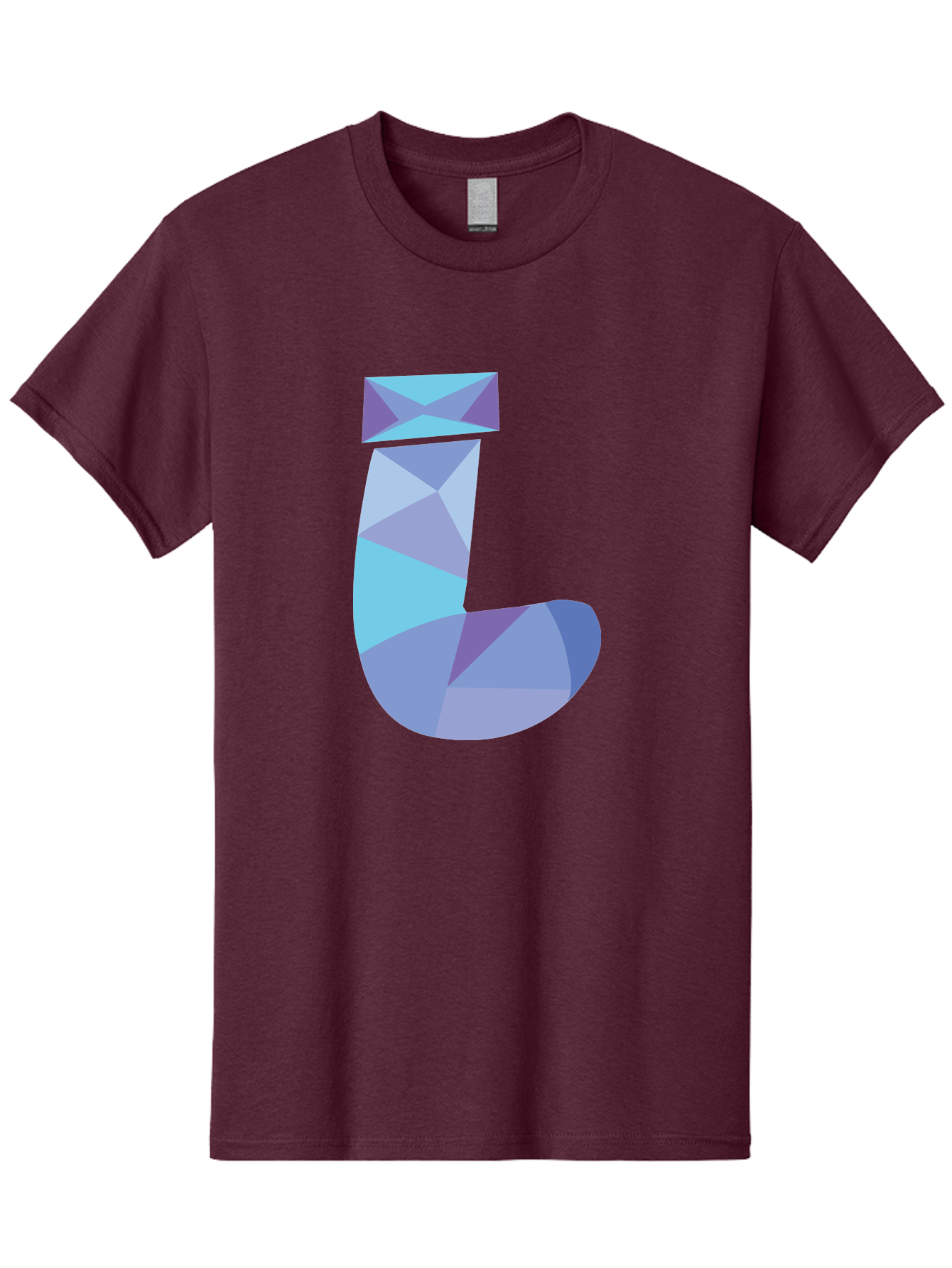 J-2 Men'S Graphic Tee, 100% Cotton, Comfortable Casual Summer Wear, Machine Washable, Geometric Letter J, Abstract Art, Low Poly Design, Blue And Purple Hues, Modern Typography, Stylized Alphabet, Digital Graphic Aac905