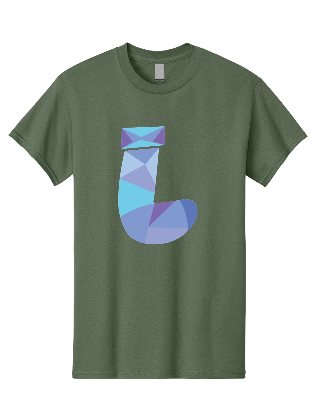 J-2 Men'S Graphic Tee, 100% Cotton, Comfortable Casual Summer Wear, Machine Washable, Geometric Letter J, Abstract Art, Low Poly Design, Blue And Purple Hues, Modern Typography, Stylized Alphabet, Digital Graphic Aac905