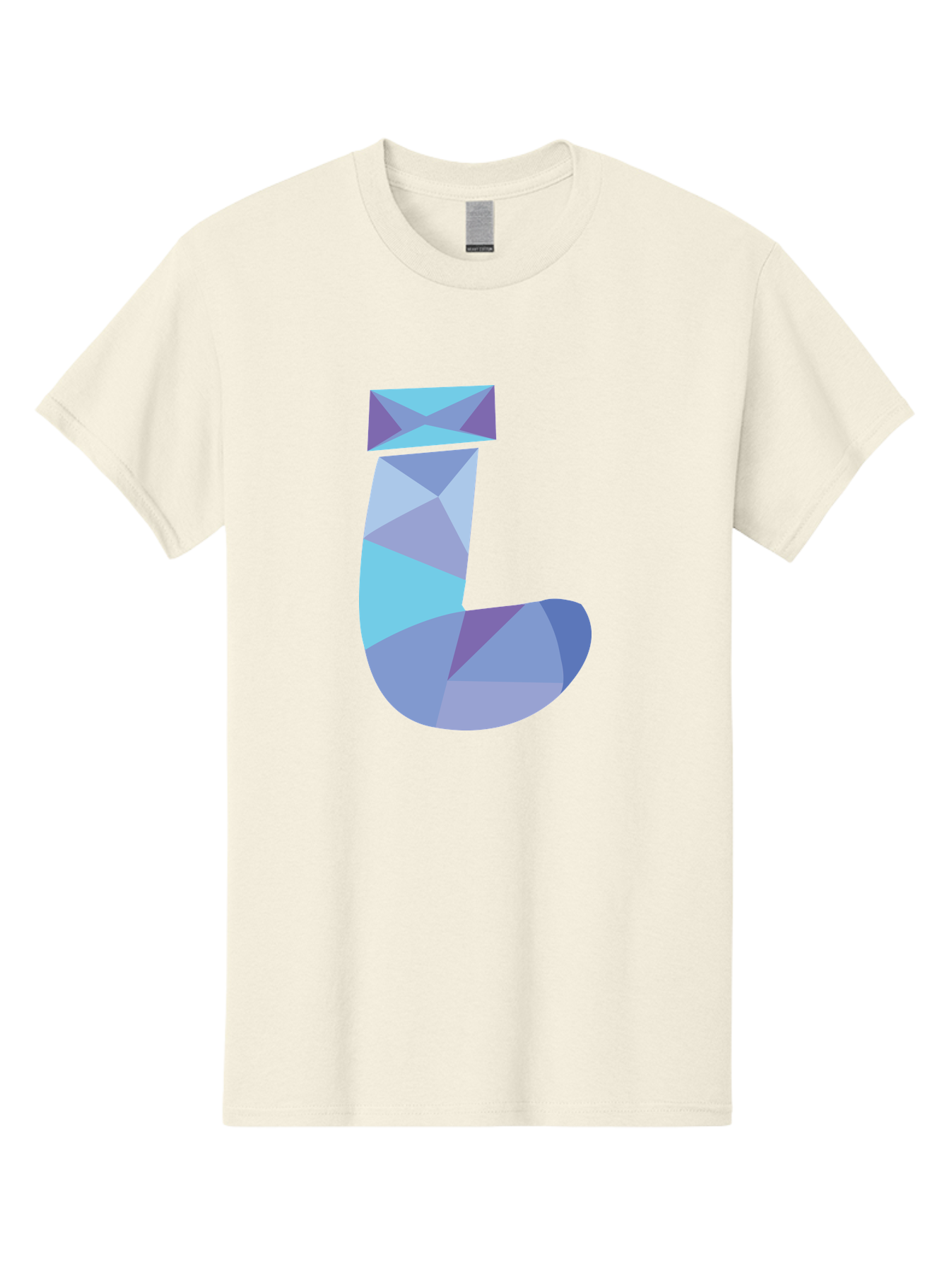 J-2 Men'S Graphic Tee, 100% Cotton, Comfortable Casual Summer Wear, Machine Washable, Geometric Letter J, Abstract Art, Low Poly Design, Blue And Purple Hues, Modern Typography, Stylized Alphabet, Digital Graphic Aac905