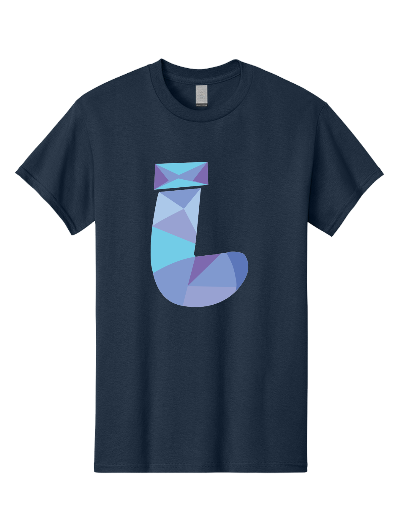 J-2 Men'S Graphic Tee, 100% Cotton, Comfortable Casual Summer Wear, Machine Washable, Geometric Letter J, Abstract Art, Low Poly Design, Blue And Purple Hues, Modern Typography, Stylized Alphabet, Digital Graphic Aac905