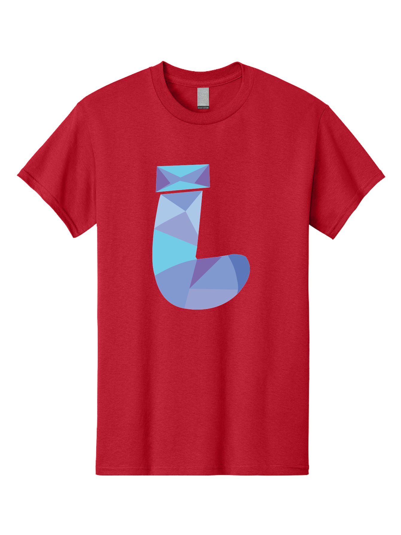 J-2 Men'S Graphic Tee, 100% Cotton, Comfortable Casual Summer Wear, Machine Washable, Geometric Letter J, Abstract Art, Low Poly Design, Blue And Purple Hues, Modern Typography, Stylized Alphabet, Digital Graphic Aac905