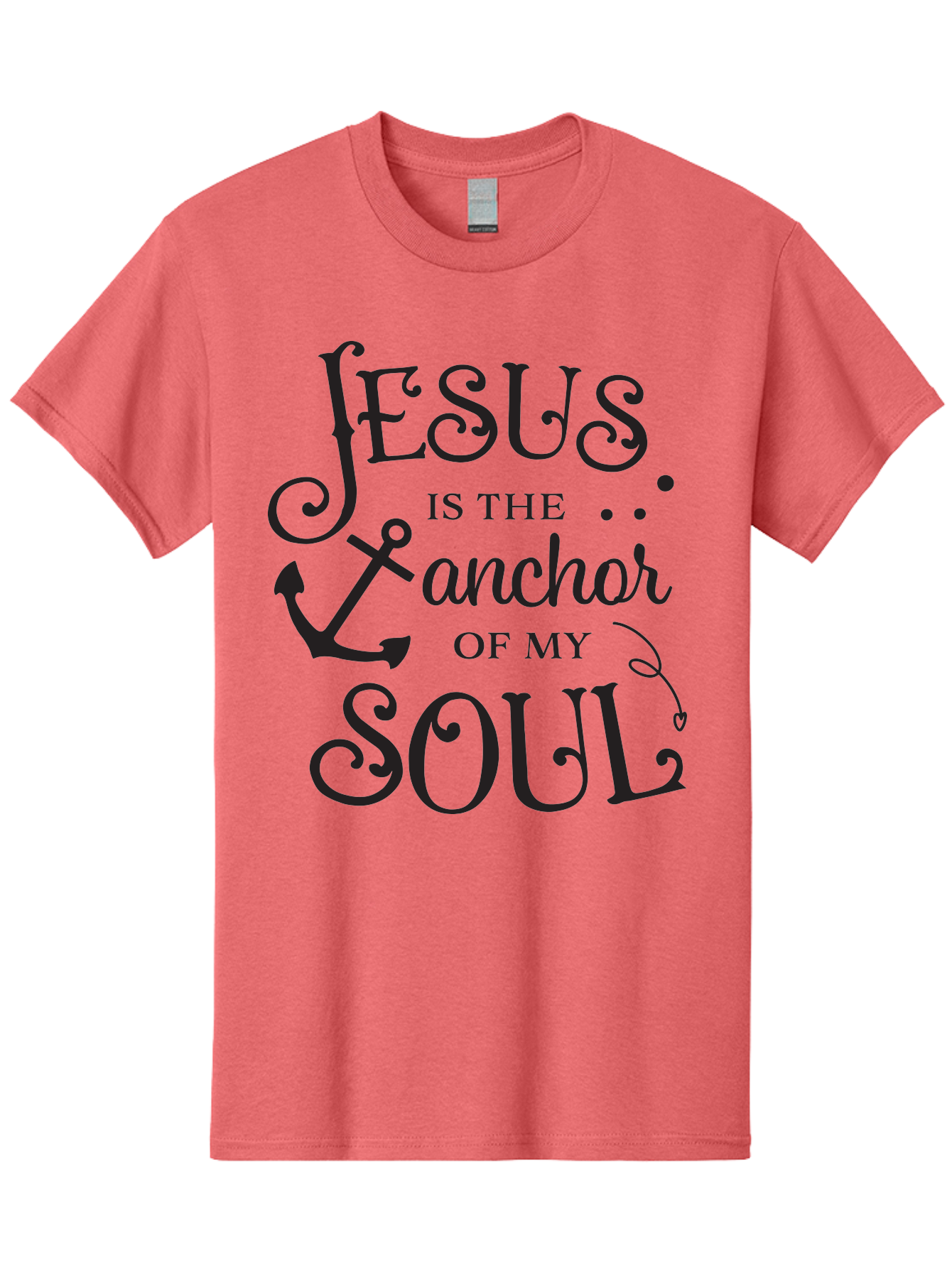Jesus-Is-The-Anchor-Of-My-Soul Men'S Graphic Tee, 100% Cotton, Comfortable Casual Summer Wear, Machine Washable, Faith-Based Quote, Inspirational Message, Jesus Anchor, Soul Anchor, Christian Symbolism, Biblical Reference, Motivational Phrase, Aac909