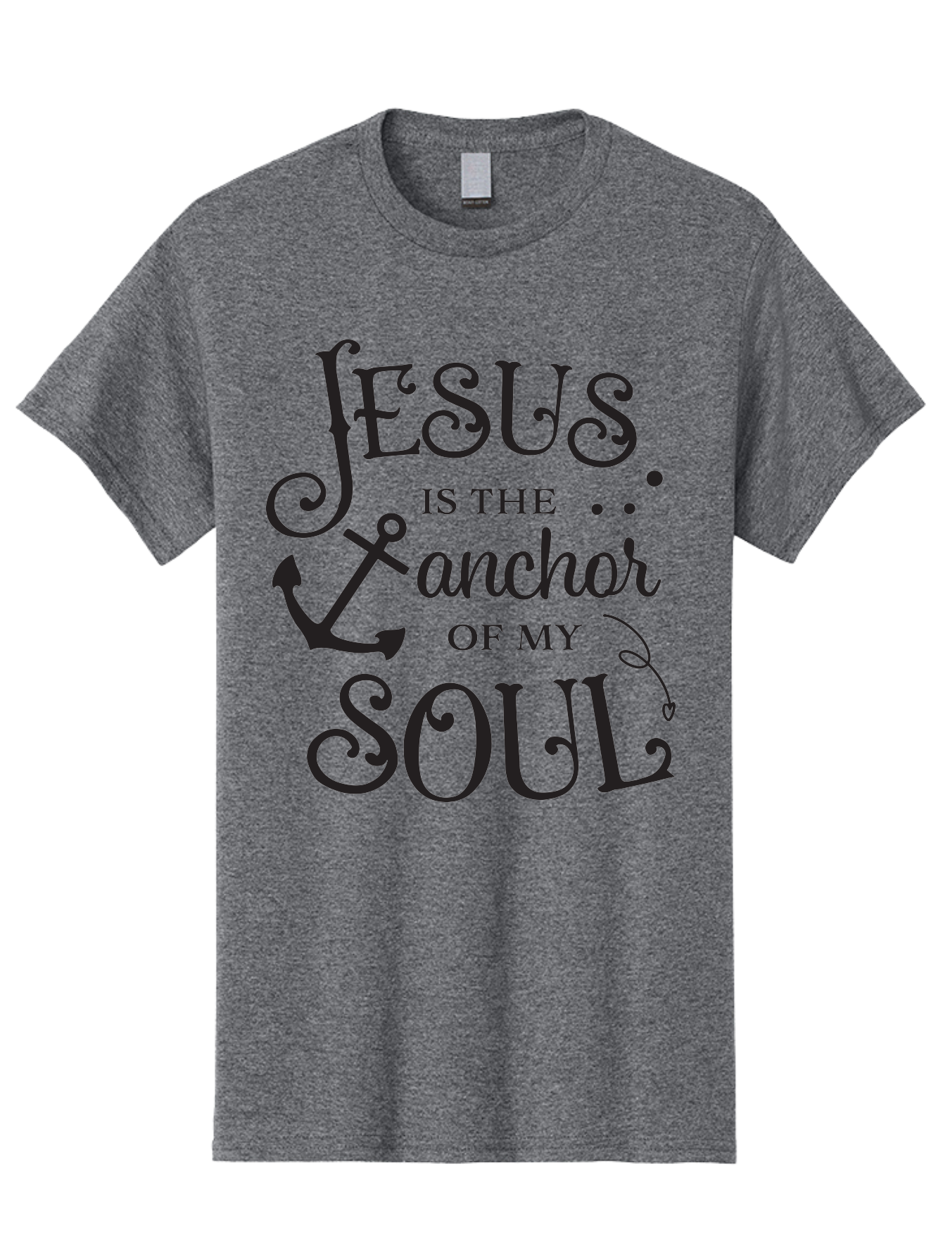 Jesus-Is-The-Anchor-Of-My-Soul Men'S Graphic Tee, 100% Cotton, Comfortable Casual Summer Wear, Machine Washable, Faith-Based Quote, Inspirational Message, Jesus Anchor, Soul Anchor, Christian Symbolism, Biblical Reference, Motivational Phrase, Aac909