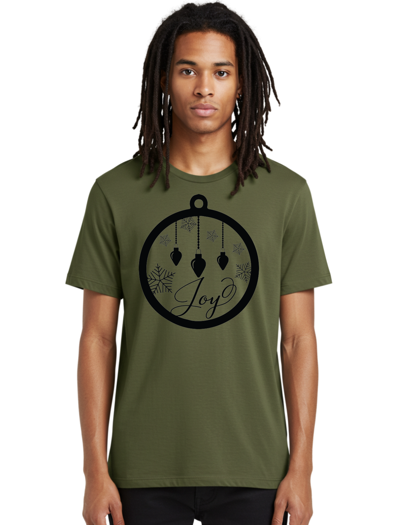 Joy-Ornament Men'S Graphic Tee, 100% Cotton, Comfortable Casual Summer Wear, Machine Washable, Christmas Ornaments, Hanging Decorations, Snowflakes, Festive Atmosphere, Joyful Feelings, Holiday Cheer, Winter Wonderland, Christmas Joy Aac910