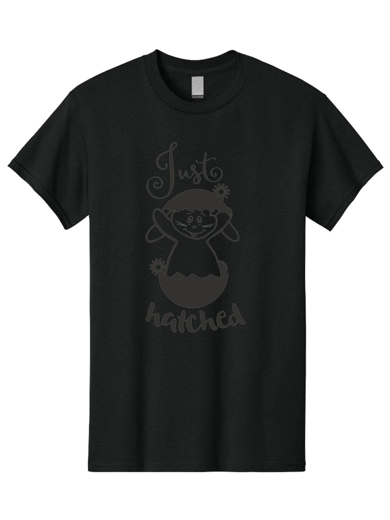 Just-Hatched Men'S Graphic Tee, 100% Cotton, Comfortable Casual Summer Wear, Machine Washable, Cute Cartoon Character, Hatching From Egg, Playful Design, Easter Theme, Funny Illustration, Whimsical Art, Baby Chick, Adorable Graphic Aac915