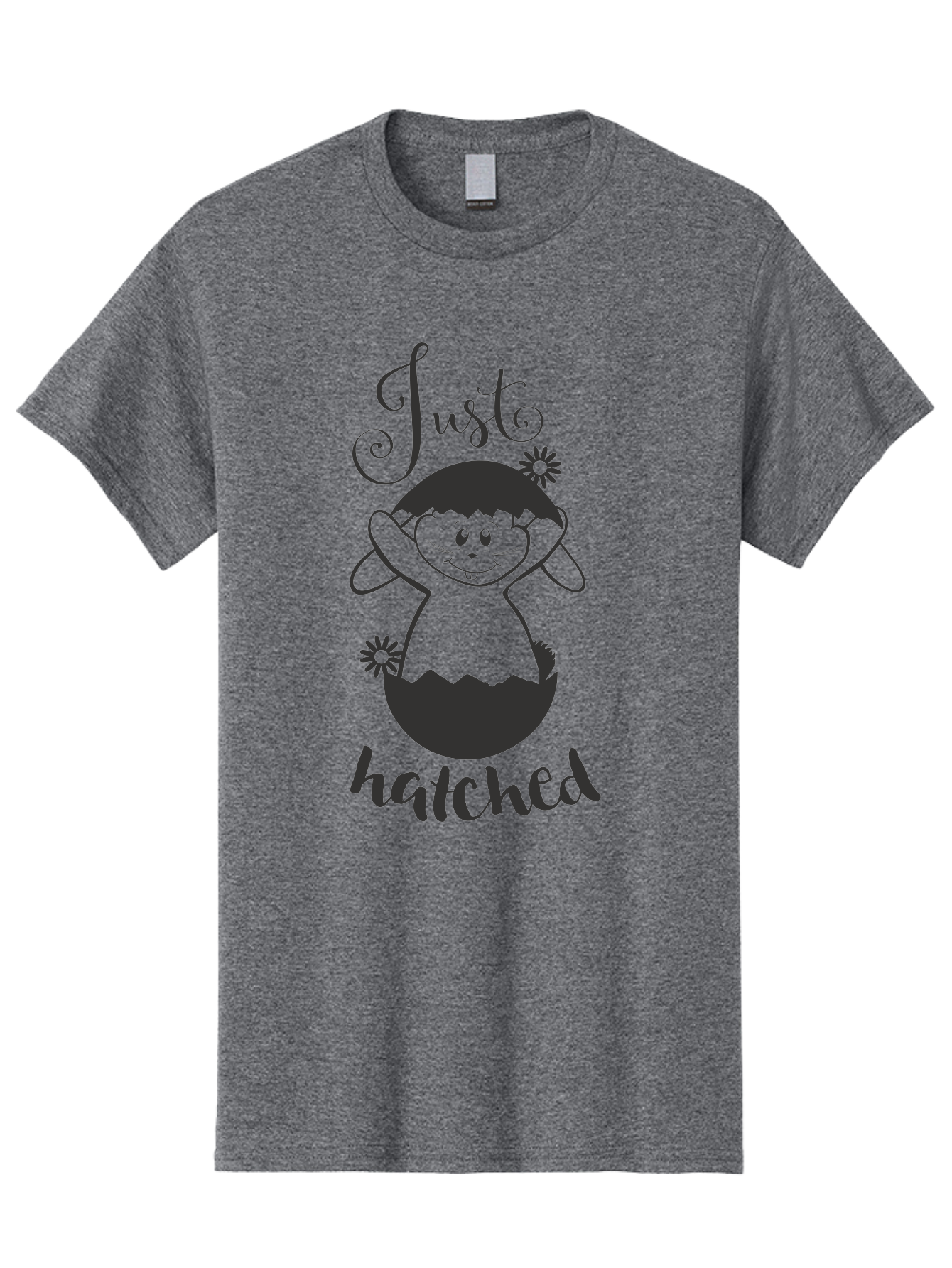 Just-Hatched Men'S Graphic Tee, 100% Cotton, Comfortable Casual Summer Wear, Machine Washable, Cute Cartoon Character, Hatching From Egg, Playful Design, Easter Theme, Funny Illustration, Whimsical Art, Baby Chick, Adorable Graphic Aac915