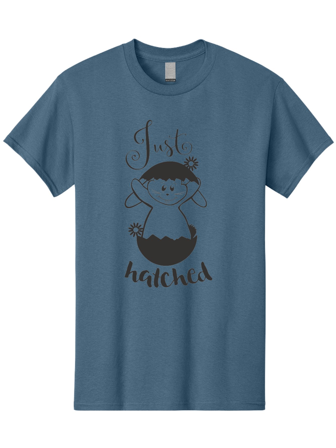 Just-Hatched Men'S Graphic Tee, 100% Cotton, Comfortable Casual Summer Wear, Machine Washable, Cute Cartoon Character, Hatching From Egg, Playful Design, Easter Theme, Funny Illustration, Whimsical Art, Baby Chick, Adorable Graphic Aac915