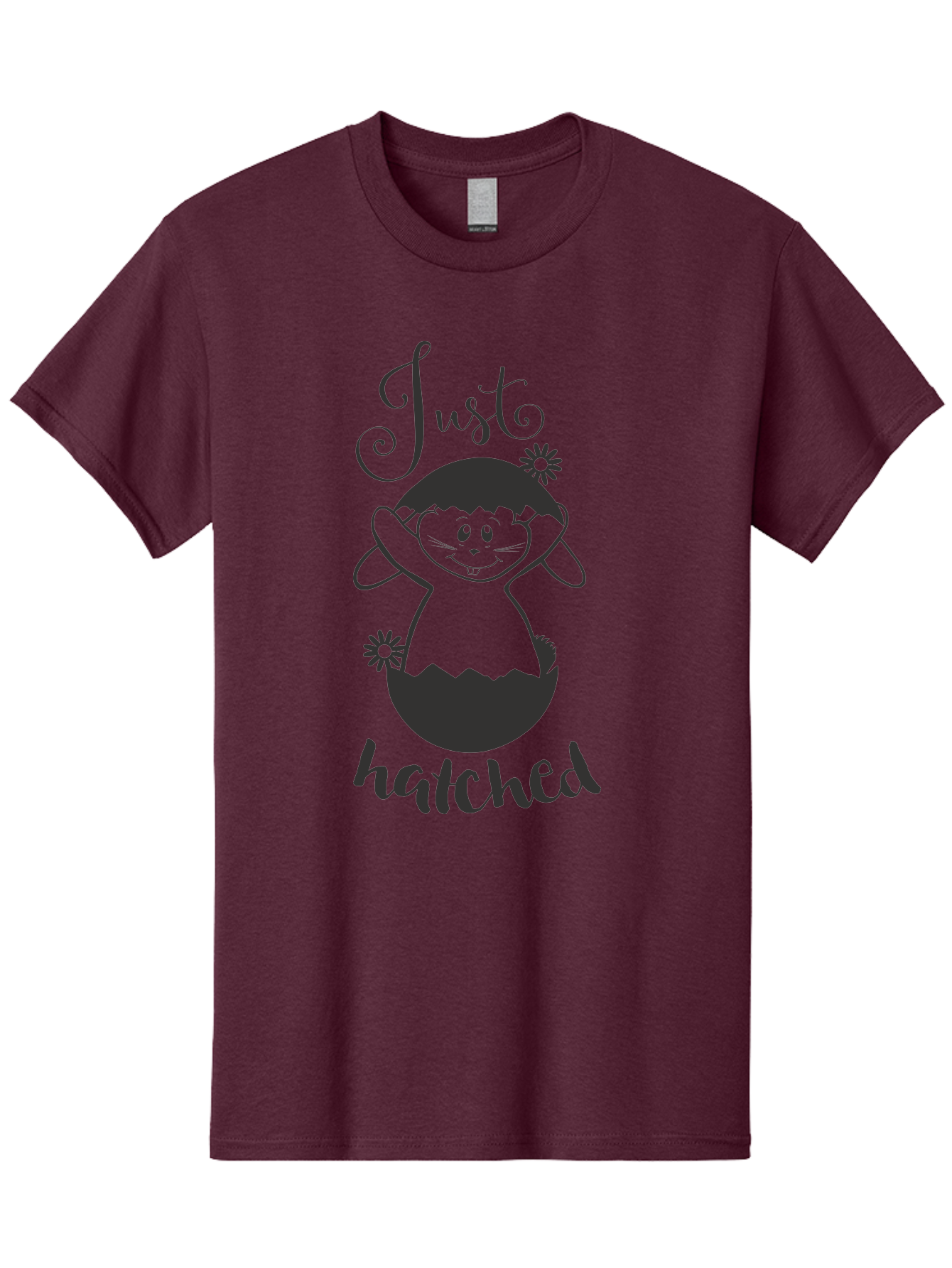 Just-Hatched Men'S Graphic Tee, 100% Cotton, Comfortable Casual Summer Wear, Machine Washable, Cute Cartoon Character, Hatching From Egg, Playful Design, Easter Theme, Funny Illustration, Whimsical Art, Baby Chick, Adorable Graphic Aac915