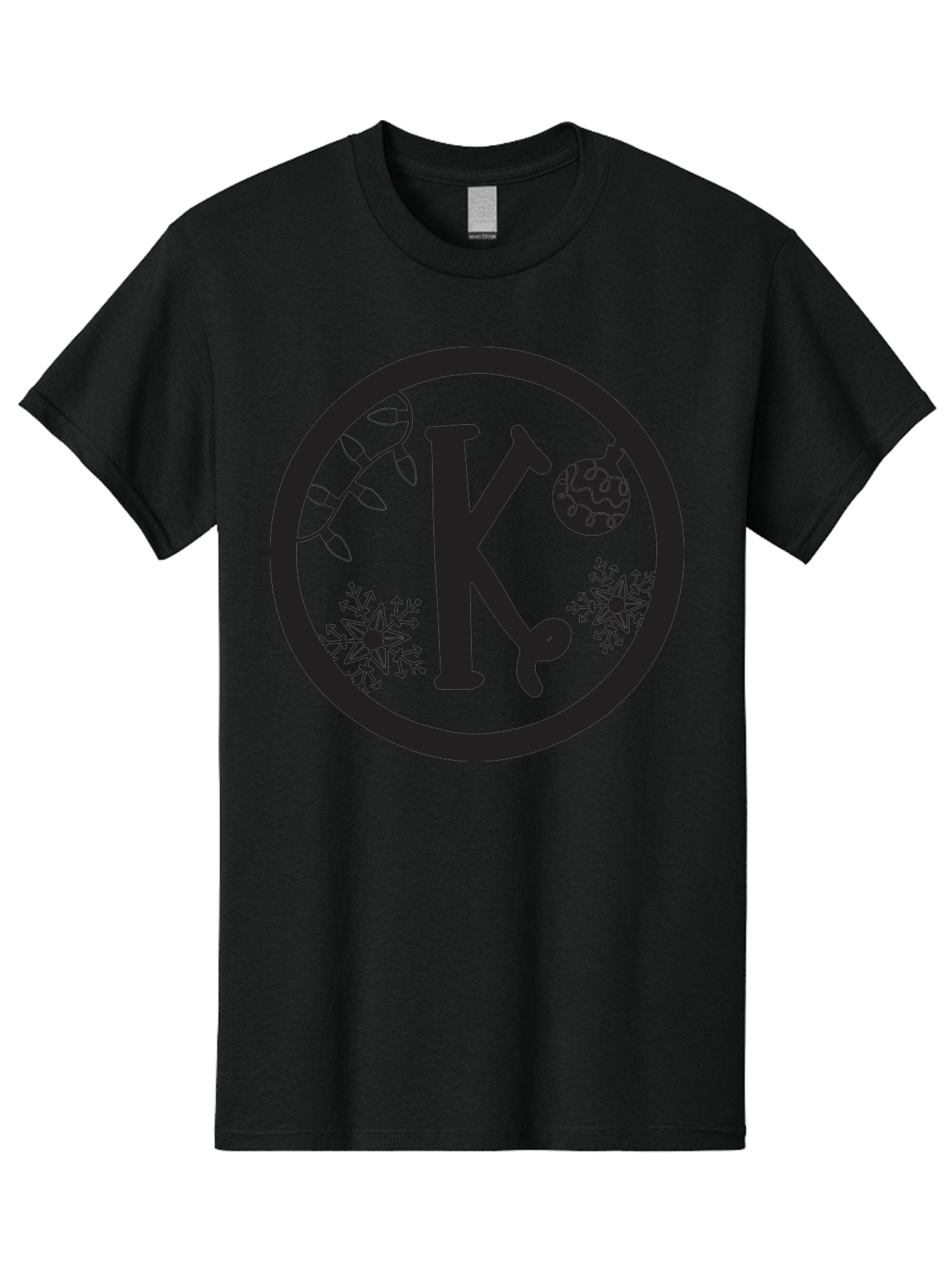 K Men'S Graphic Tee, 100% Cotton, Comfortable Casual Summer Wear, Machine Washable, Christmas Decorations, Festive Designs, Snowflakes, Ornament, K Symbol, String Lights, Holiday Graphics, Winter Wonderland Aac917