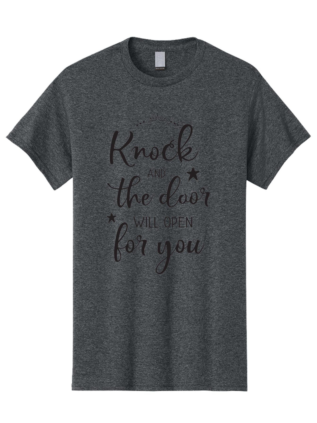 Knock-And-The-Door-Will-Open-For-You Men'S Graphic Tee, 100% Cotton, Comfortable Casual Summer Wear, Machine Washable, Motivational Quote, Inspiring Words, Positive Affirmation, Knock And The Door Will Open, Opportunity Knocks, Success Mantra, Aac922
