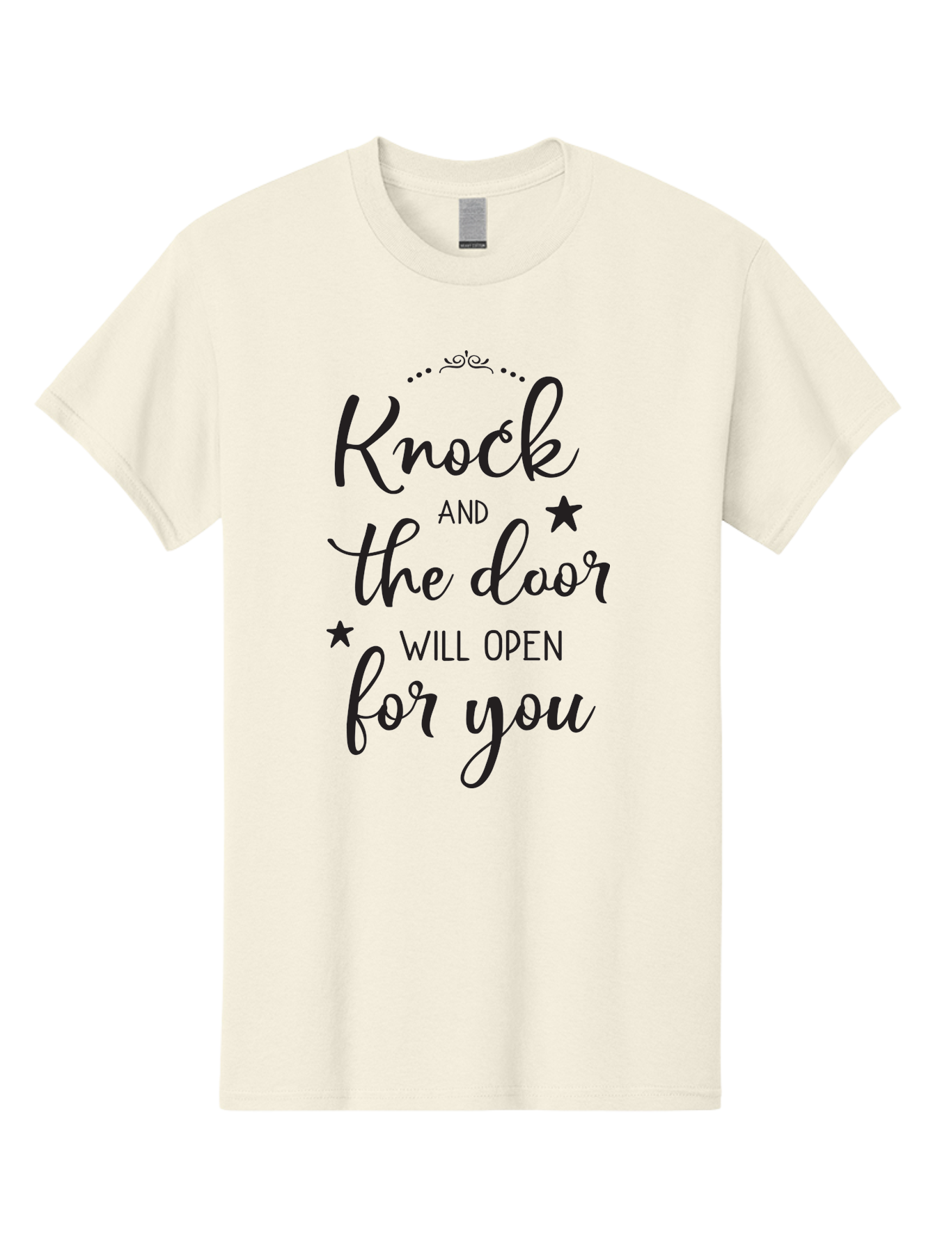 Knock-And-The-Door-Will-Open-For-You Men'S Graphic Tee, 100% Cotton, Comfortable Casual Summer Wear, Machine Washable, Motivational Quote, Inspiring Words, Positive Affirmation, Knock And The Door Will Open, Opportunity Knocks, Success Mantra, Aac922