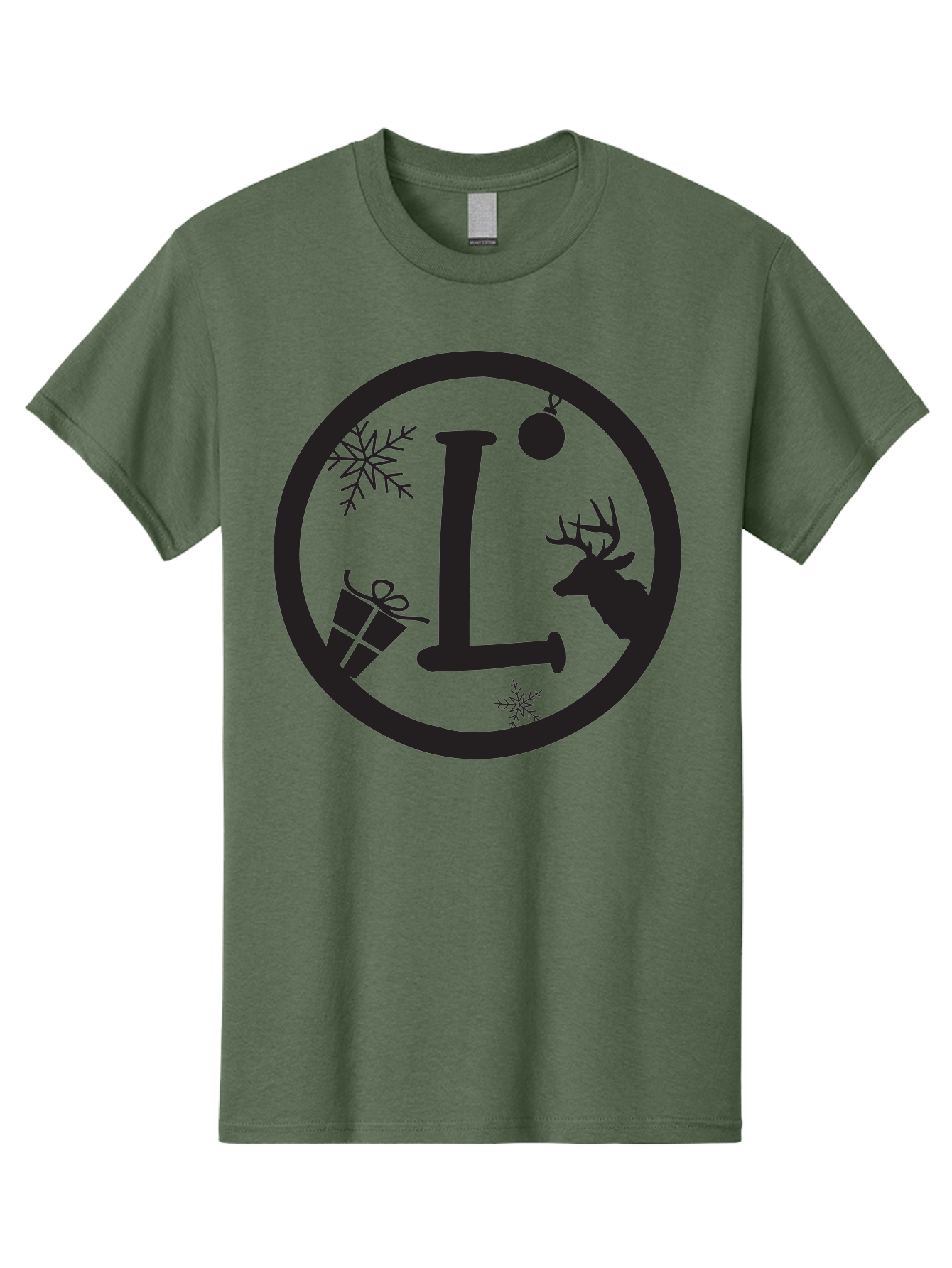 L Men'S Graphic Tee, 100% Cotton, Comfortable Casual Summer Wear, Machine Washable, Christmas Decorations, Holiday Gifts, Winter Snowflakes, Reindeer Silhouette, Festive Atmosphere, Seasonal Ornaments, Gift Wrapping Aac923