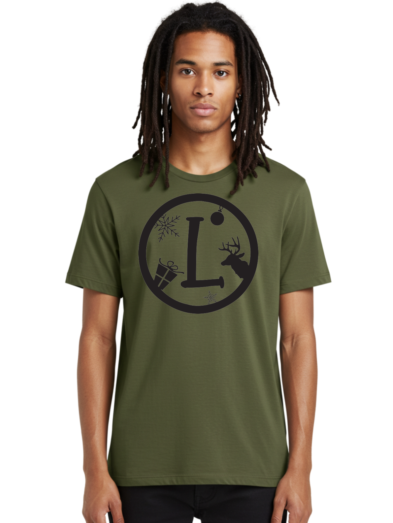 L Men'S Graphic Tee, 100% Cotton, Comfortable Casual Summer Wear, Machine Washable, Christmas Decorations, Holiday Gifts, Winter Snowflakes, Reindeer Silhouette, Festive Atmosphere, Seasonal Ornaments, Gift Wrapping Aac923