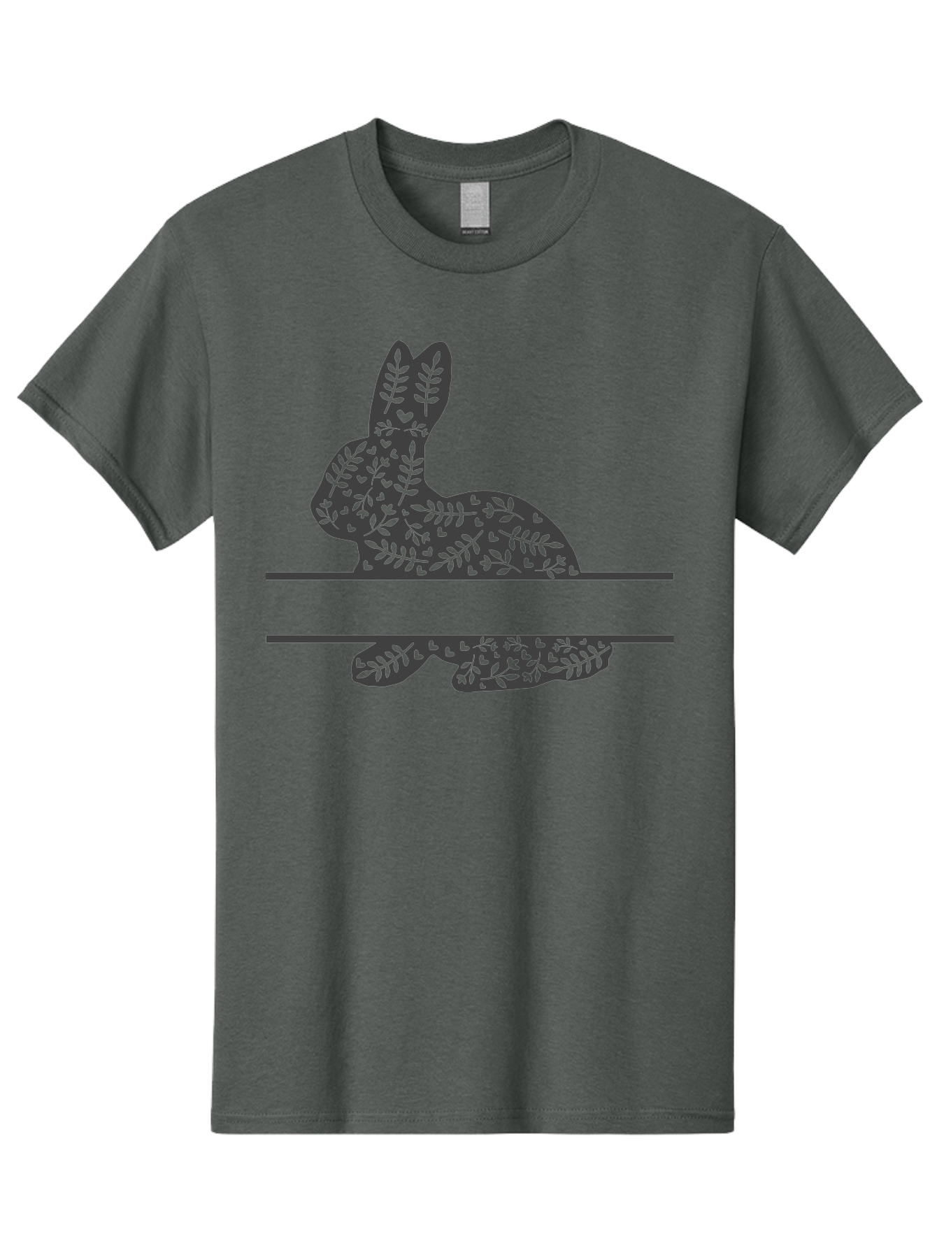 Leafy-Bunny Men'S Graphic Tee, 100% Cotton, Comfortable Casual Summer Wear, Machine Washable, Rabbit Silhouette, Fern Patterns, Leafy Design, Nature-Inspired Art, Botanical Illustration, Whimsical Graphics, Easter Theme Aac929