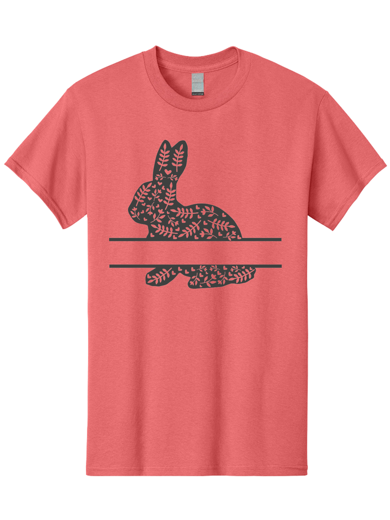 Leafy-Bunny Men'S Graphic Tee, 100% Cotton, Comfortable Casual Summer Wear, Machine Washable, Rabbit Silhouette, Fern Patterns, Leafy Design, Nature-Inspired Art, Botanical Illustration, Whimsical Graphics, Easter Theme Aac929