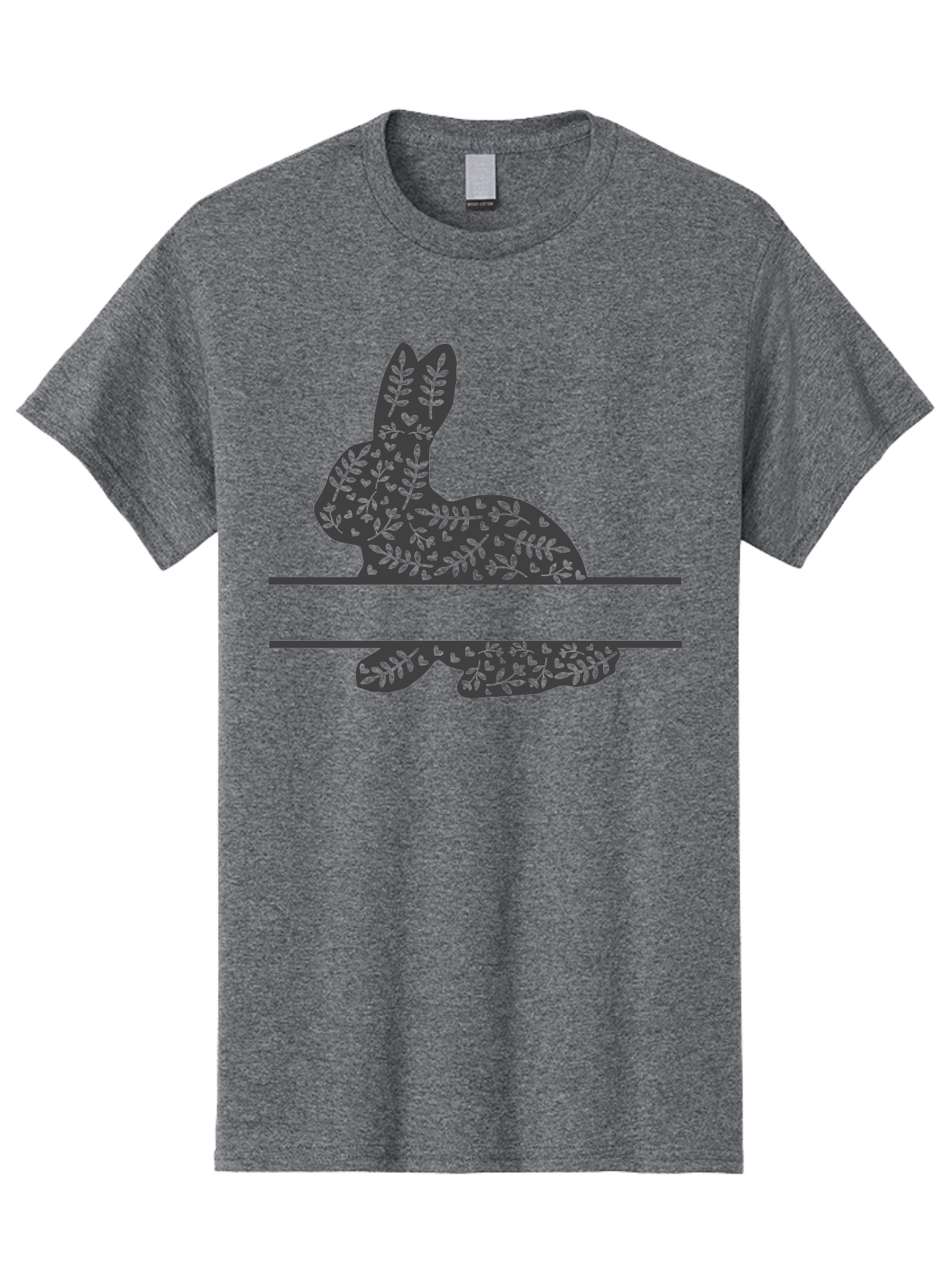 Leafy-Bunny Men'S Graphic Tee, 100% Cotton, Comfortable Casual Summer Wear, Machine Washable, Rabbit Silhouette, Fern Patterns, Leafy Design, Nature-Inspired Art, Botanical Illustration, Whimsical Graphics, Easter Theme Aac929