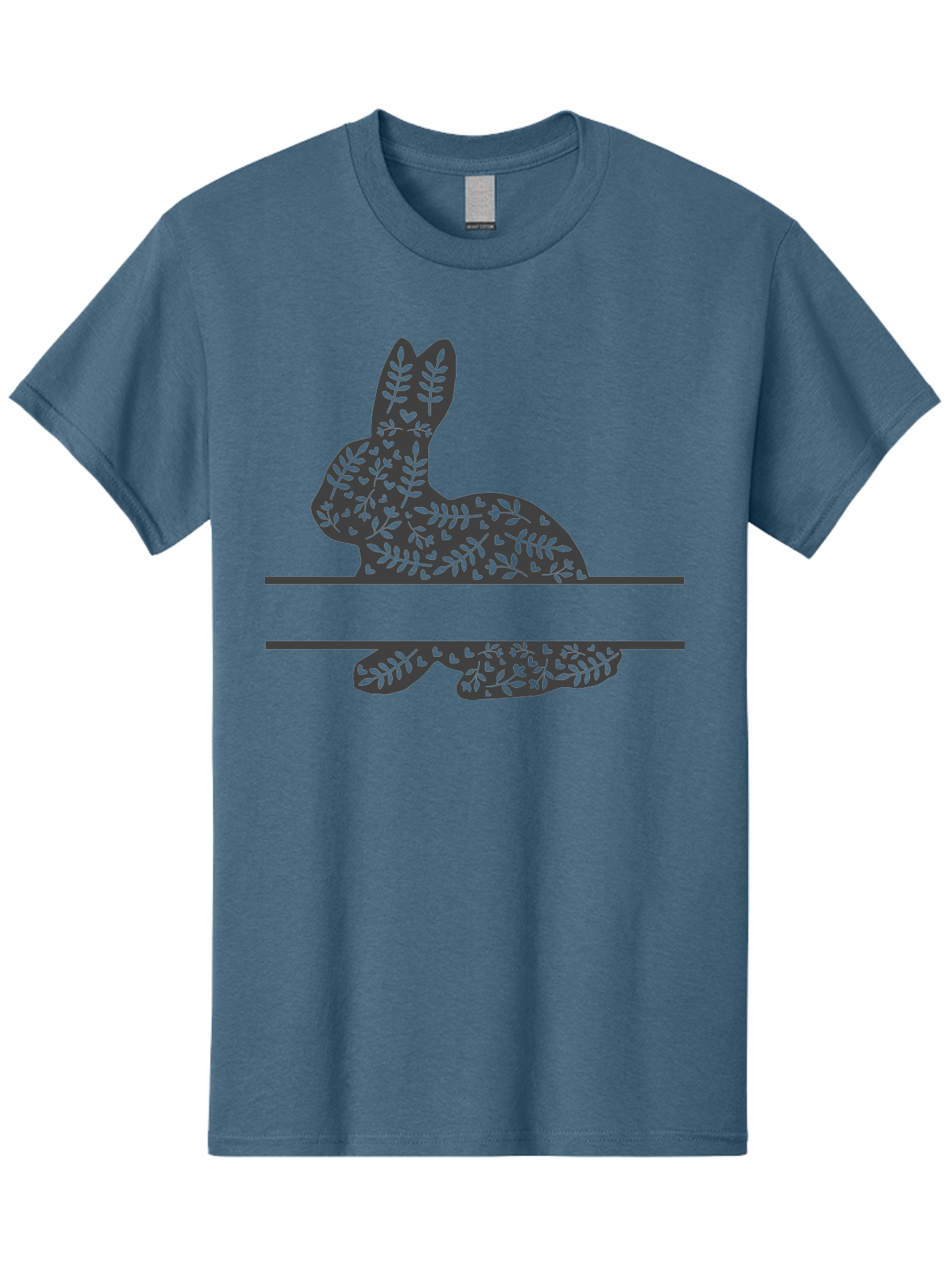 Leafy-Bunny Men'S Graphic Tee, 100% Cotton, Comfortable Casual Summer Wear, Machine Washable, Rabbit Silhouette, Fern Patterns, Leafy Design, Nature-Inspired Art, Botanical Illustration, Whimsical Graphics, Easter Theme Aac929