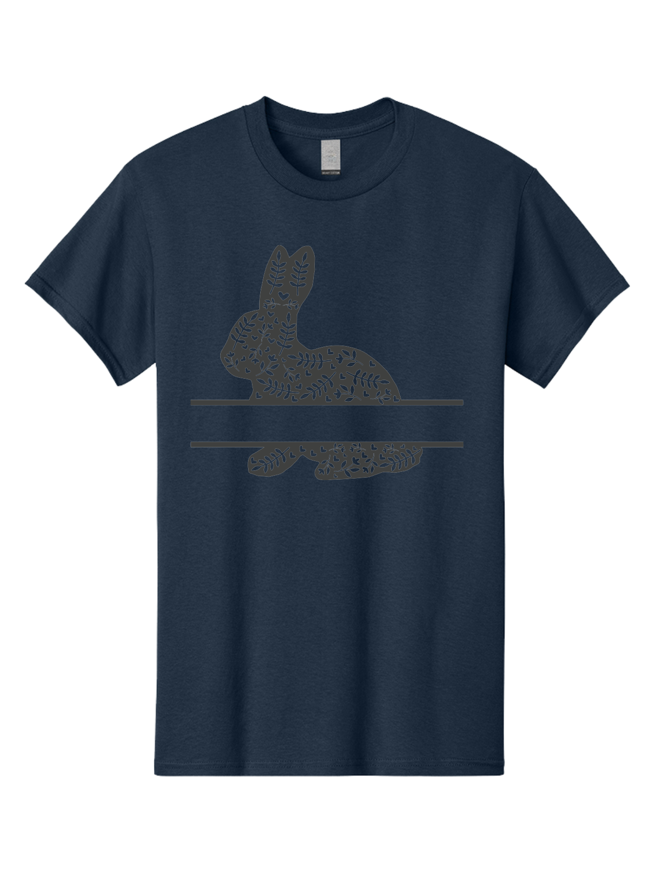 Leafy-Bunny Men'S Graphic Tee, 100% Cotton, Comfortable Casual Summer Wear, Machine Washable, Rabbit Silhouette, Fern Patterns, Leafy Design, Nature-Inspired Art, Botanical Illustration, Whimsical Graphics, Easter Theme Aac929