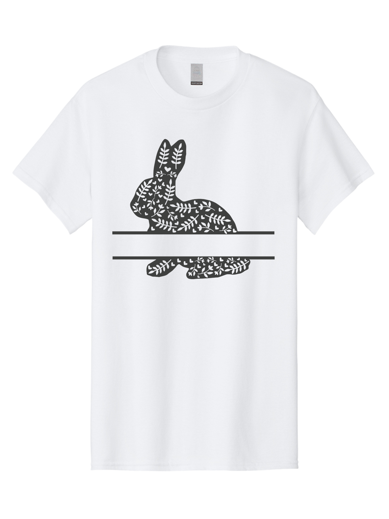 Leafy-Bunny Men'S Graphic Tee, 100% Cotton, Comfortable Casual Summer Wear, Machine Washable, Rabbit Silhouette, Fern Patterns, Leafy Design, Nature-Inspired Art, Botanical Illustration, Whimsical Graphics, Easter Theme Aac929