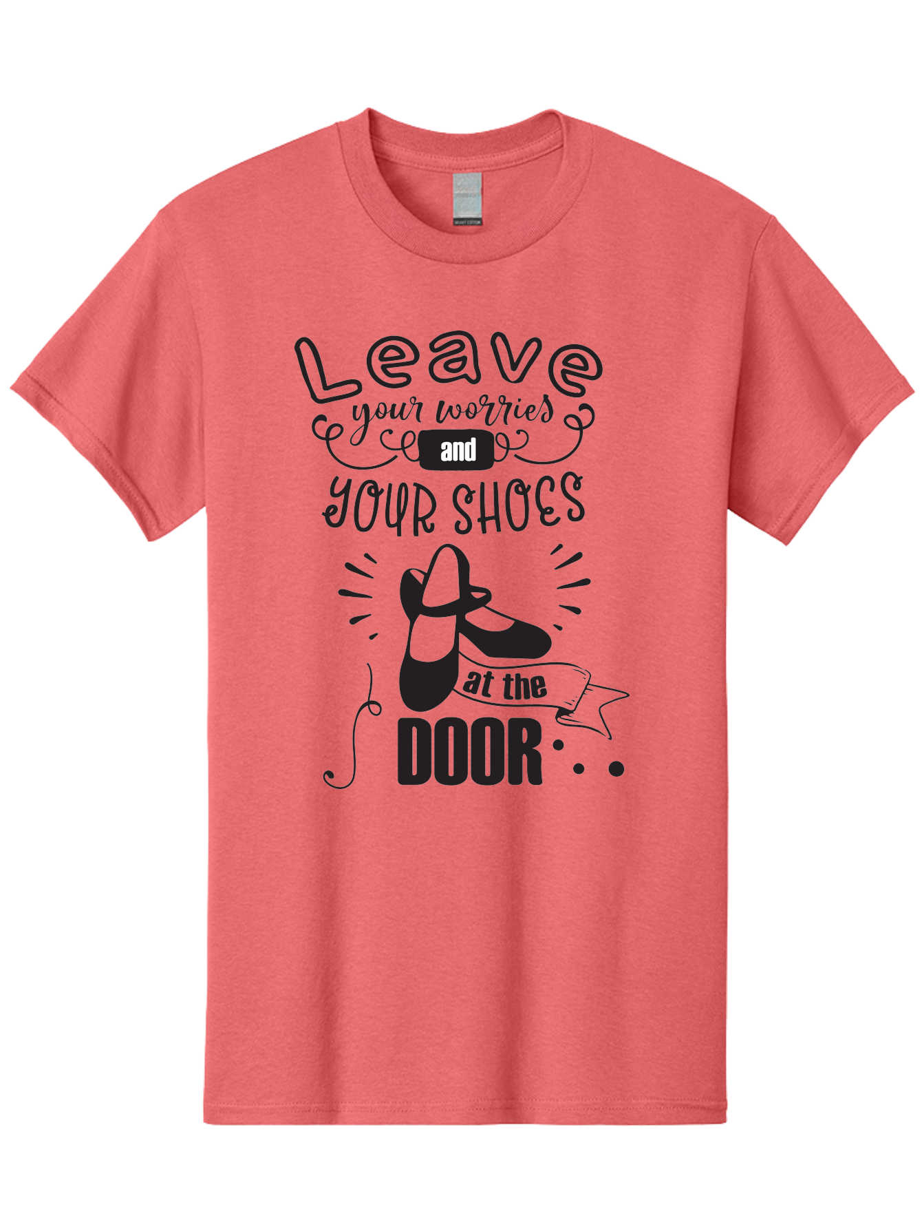 Leave-Your-Worries-And-Your-Shoes-At-The-Door Men'S Graphic Tee, 100% Cotton, Comfortable Casual Summer Wear, Machine Washable, Relaxation Techniques, Stress Relief, Mindfulness, Calm Atmosphere, Inspirational Quotes, Dance Shoes, Welcome Sign Aac931