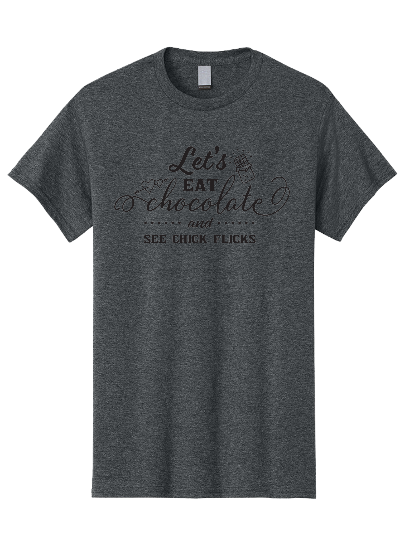 Let-S-Eat-Chocolate-And-See-Chick-Flicks Men'S Graphic Tee, 100% Cotton, Comfortable Casual Summer Wear, Machine Washable, Chocolate Lovers, Chick Flicks, Movie Night, Sweet Treats, Film Enthusiasts, Chocolate Indulgence, Relaxation Time, Aac934