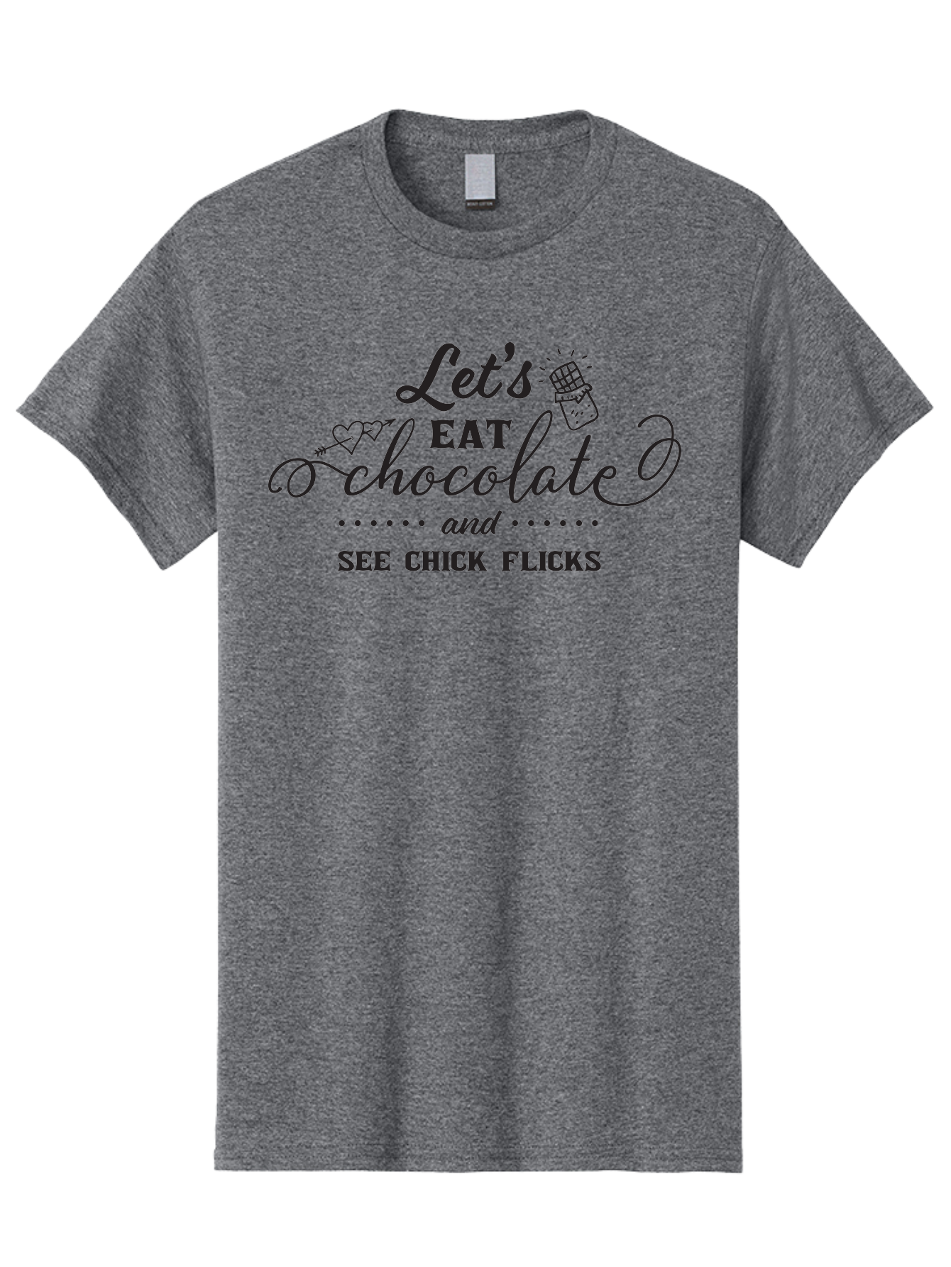 Let-S-Eat-Chocolate-And-See-Chick-Flicks Men'S Graphic Tee, 100% Cotton, Comfortable Casual Summer Wear, Machine Washable, Chocolate Lovers, Chick Flicks, Movie Night, Sweet Treats, Film Enthusiasts, Chocolate Indulgence, Relaxation Time, Aac934