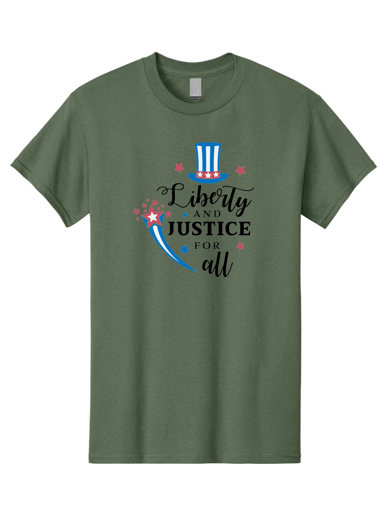 Liberty-And-Justice-For-All Men'S Graphic Tee, 100% Cotton, Comfortable Casual Summer Wear, Machine Washable, Liberty, Justice For All, Patriotic Theme, American Values, Freedom, Equality, Stars And Stripes, 4Th Of July, Independence Day, Aac939