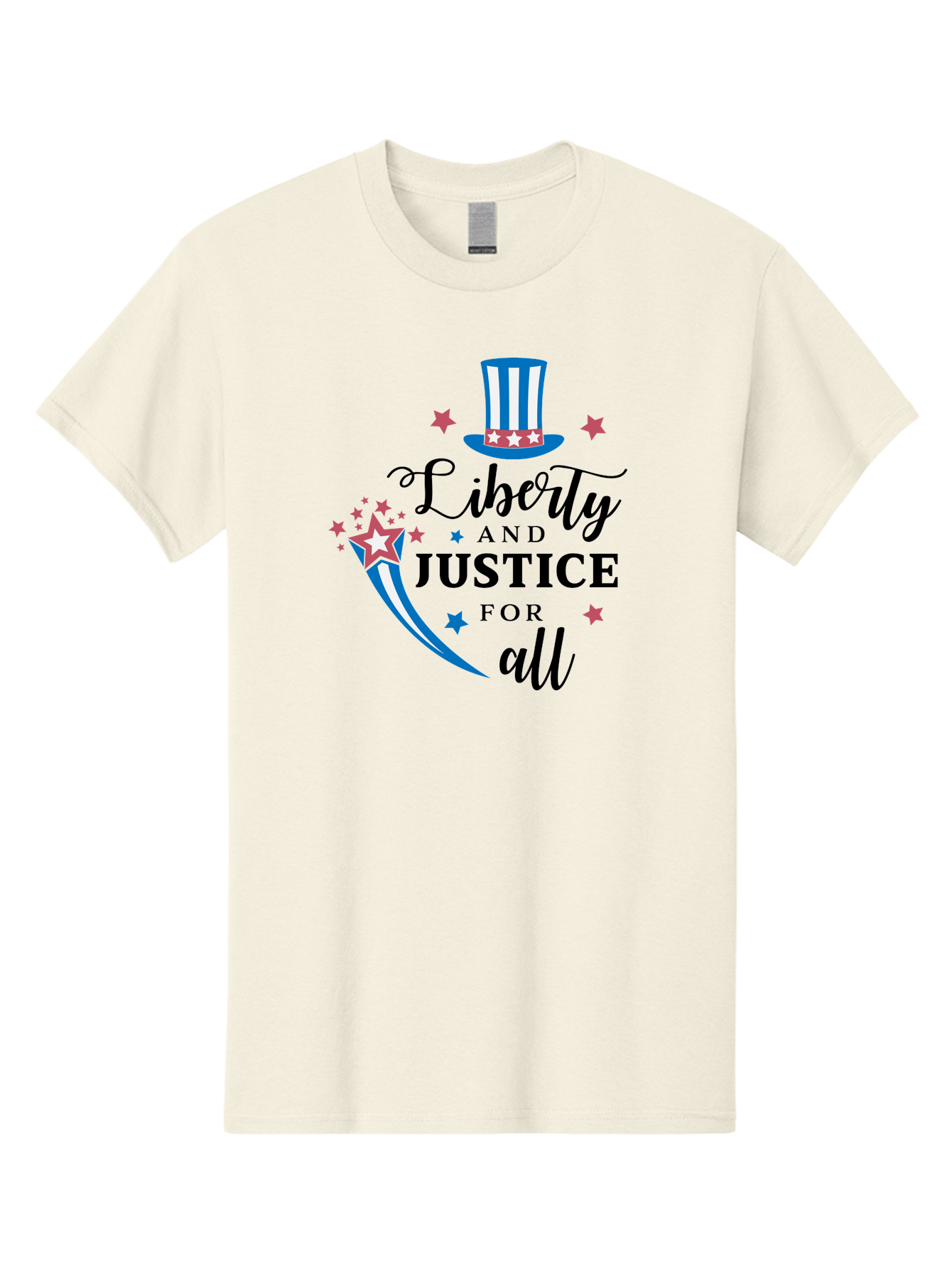 Liberty-And-Justice-For-All Men'S Graphic Tee, 100% Cotton, Comfortable Casual Summer Wear, Machine Washable, Liberty, Justice For All, Patriotic Theme, American Values, Freedom, Equality, Stars And Stripes, 4Th Of July, Independence Day, Aac939