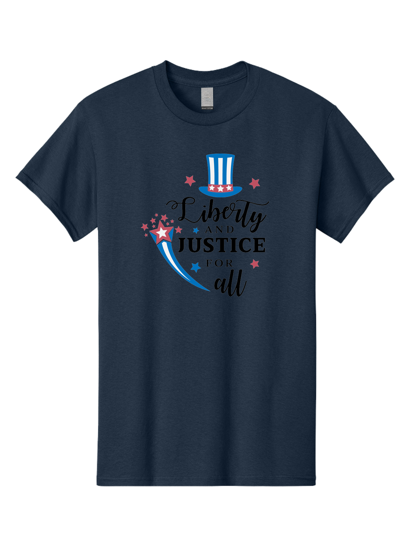 Liberty-And-Justice-For-All Men'S Graphic Tee, 100% Cotton, Comfortable Casual Summer Wear, Machine Washable, Liberty, Justice For All, Patriotic Theme, American Values, Freedom, Equality, Stars And Stripes, 4Th Of July, Independence Day, Aac939