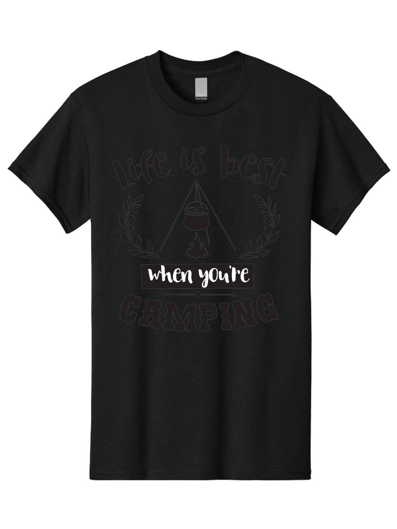 Life-Is-Best-When-You-Re-Camping Men'S Graphic Tee, 100% Cotton, Comfortable Casual Summer Wear, Machine Washable, Camping Quotes, Outdoor Adventures, Wilderness Escape, Camping Lifestyle, Nature Lover, Adventure Seeker, Camping Life, Aac943