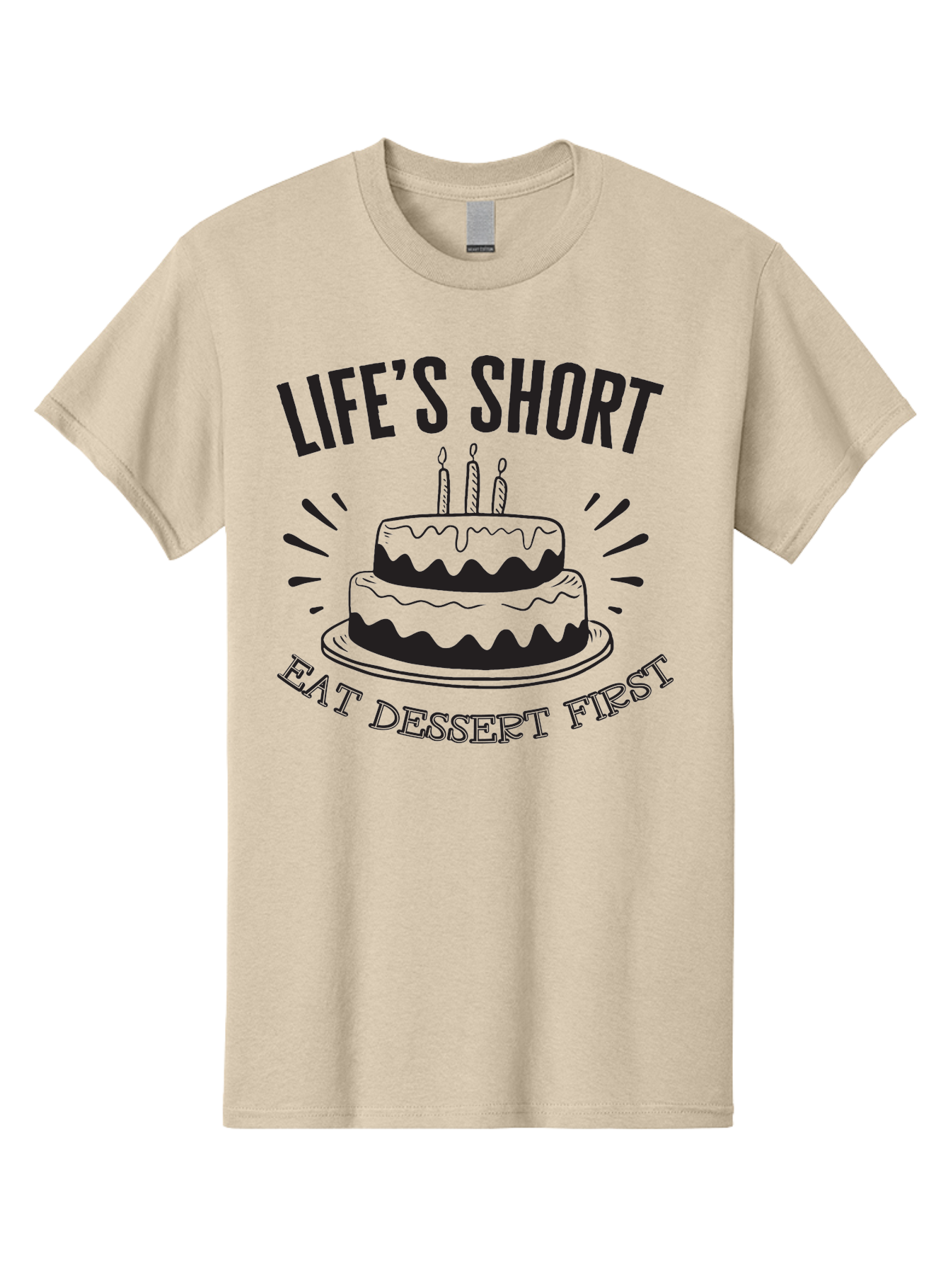 Life-S-Short-Eat-Dessert-First Men'S Graphic Tee, 100% Cotton, Comfortable Casual Summer Wear, Machine Washable, Life'S Short Eat Dessert First, Birthday Cake, Dessert Lovers, Sweet Treats, Indulgent Delights, Celebratory Treats, Aac951