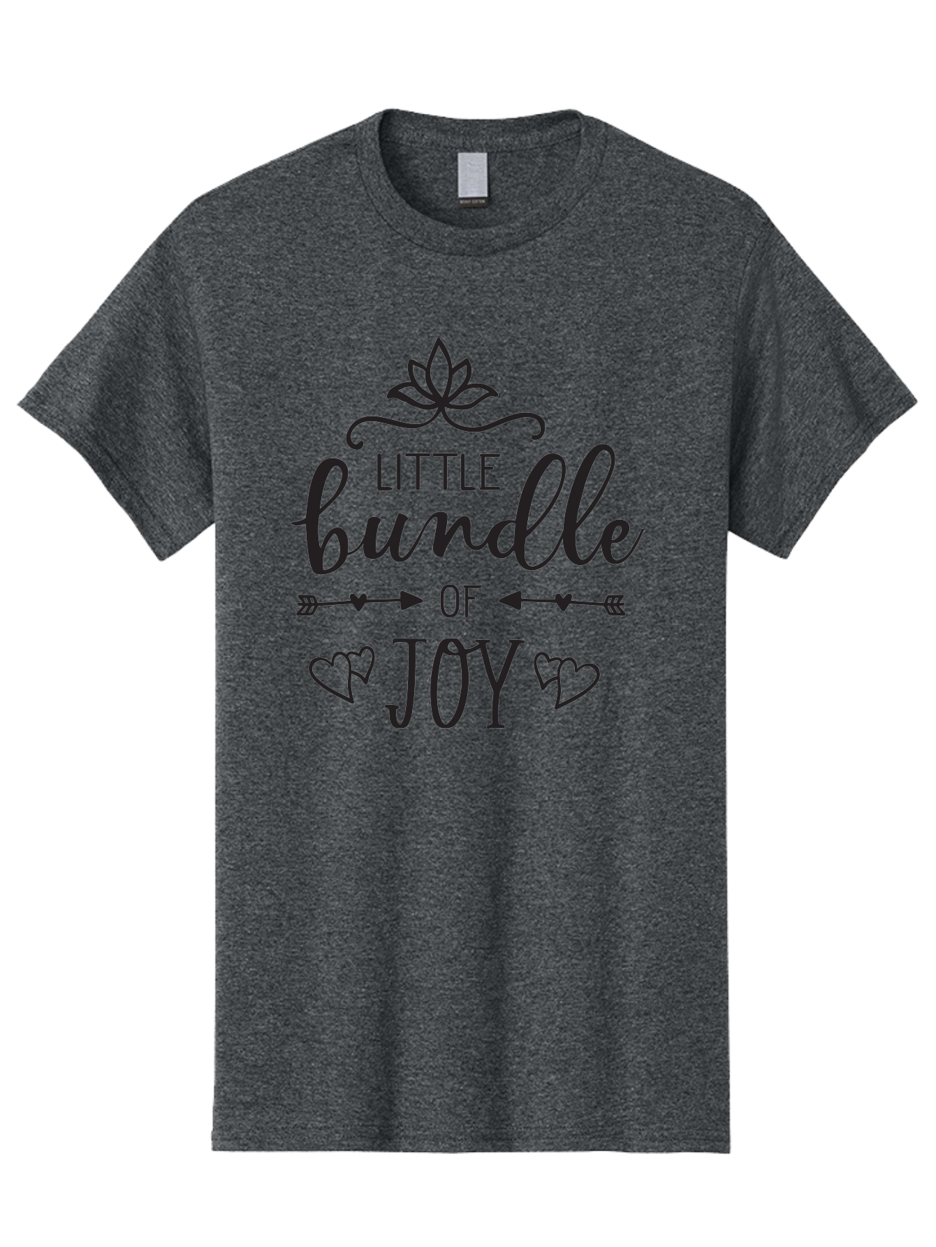 Little-Bundle-Of-Joy Men'S Graphic Tee, 100% Cotton, Comfortable Casual Summer Wear, Machine Washable, New Baby Announcement, Joyful Sentiment, Cute Typography, Baby'S Arrival, Decorative Elements, Hearts, Arrows, Minimalist Design, Aac952