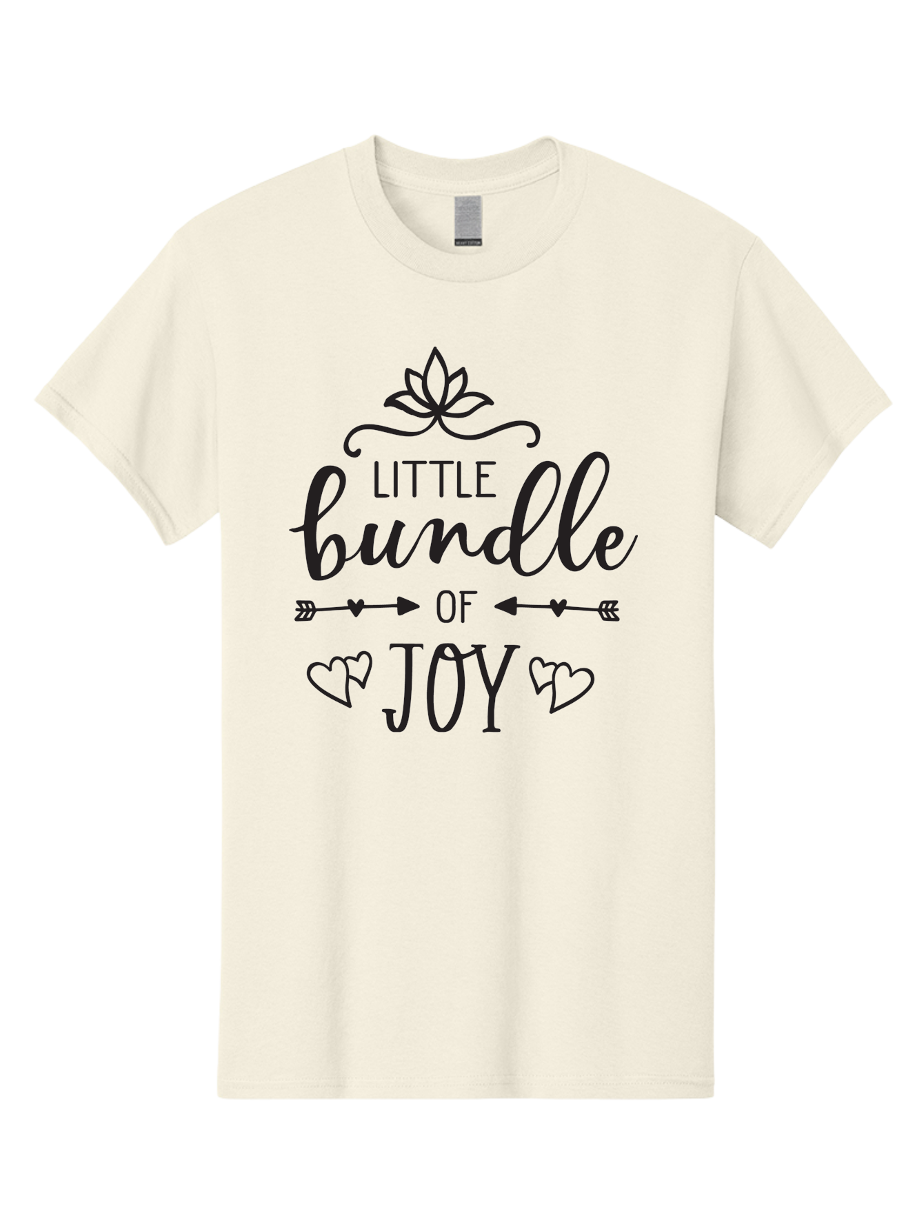 Little-Bundle-Of-Joy Men'S Graphic Tee, 100% Cotton, Comfortable Casual Summer Wear, Machine Washable, New Baby Announcement, Joyful Sentiment, Cute Typography, Baby'S Arrival, Decorative Elements, Hearts, Arrows, Minimalist Design, Aac952