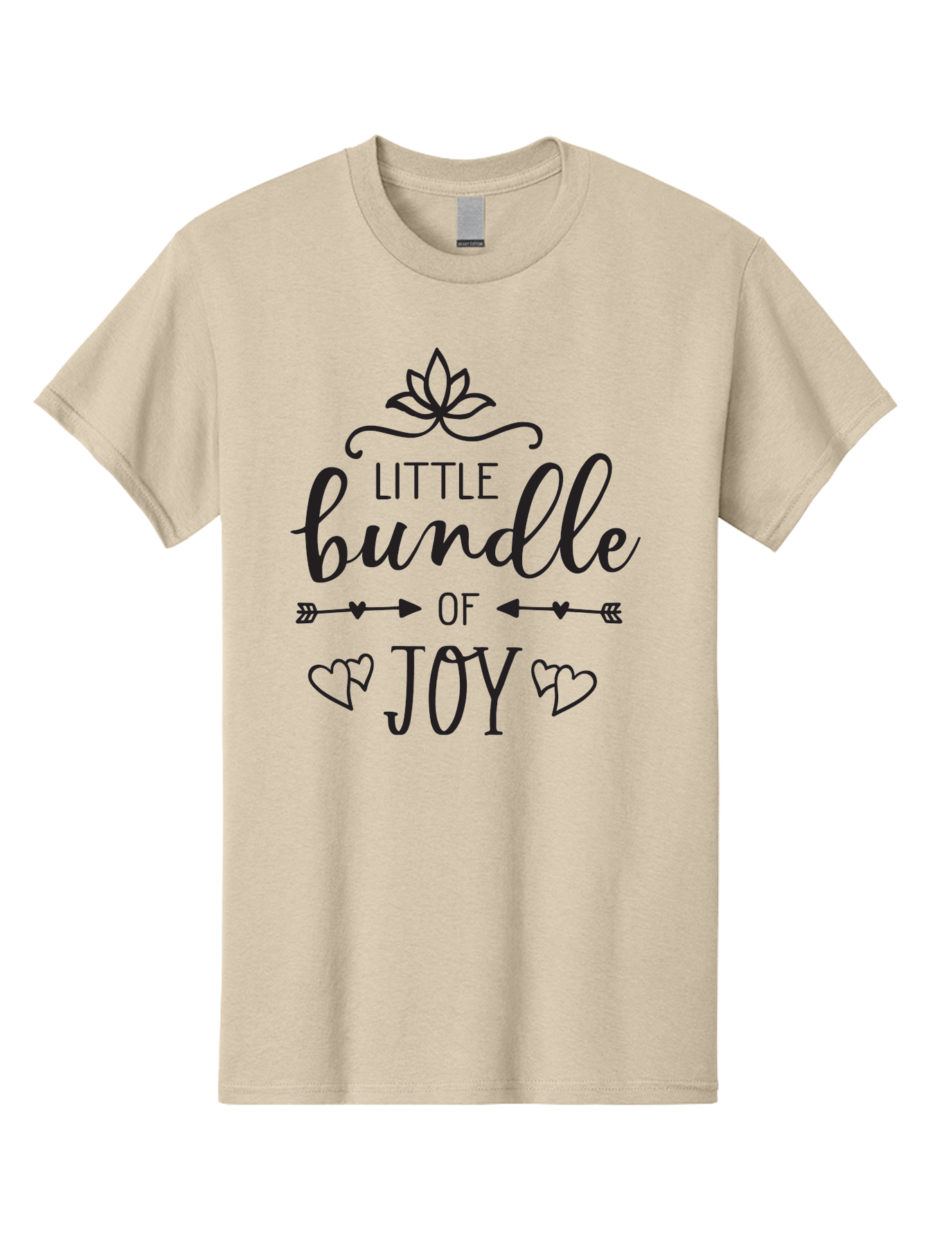 Little-Bundle-Of-Joy Men'S Graphic Tee, 100% Cotton, Comfortable Casual Summer Wear, Machine Washable, New Baby Announcement, Joyful Sentiment, Cute Typography, Baby'S Arrival, Decorative Elements, Hearts, Arrows, Minimalist Design, Aac952
