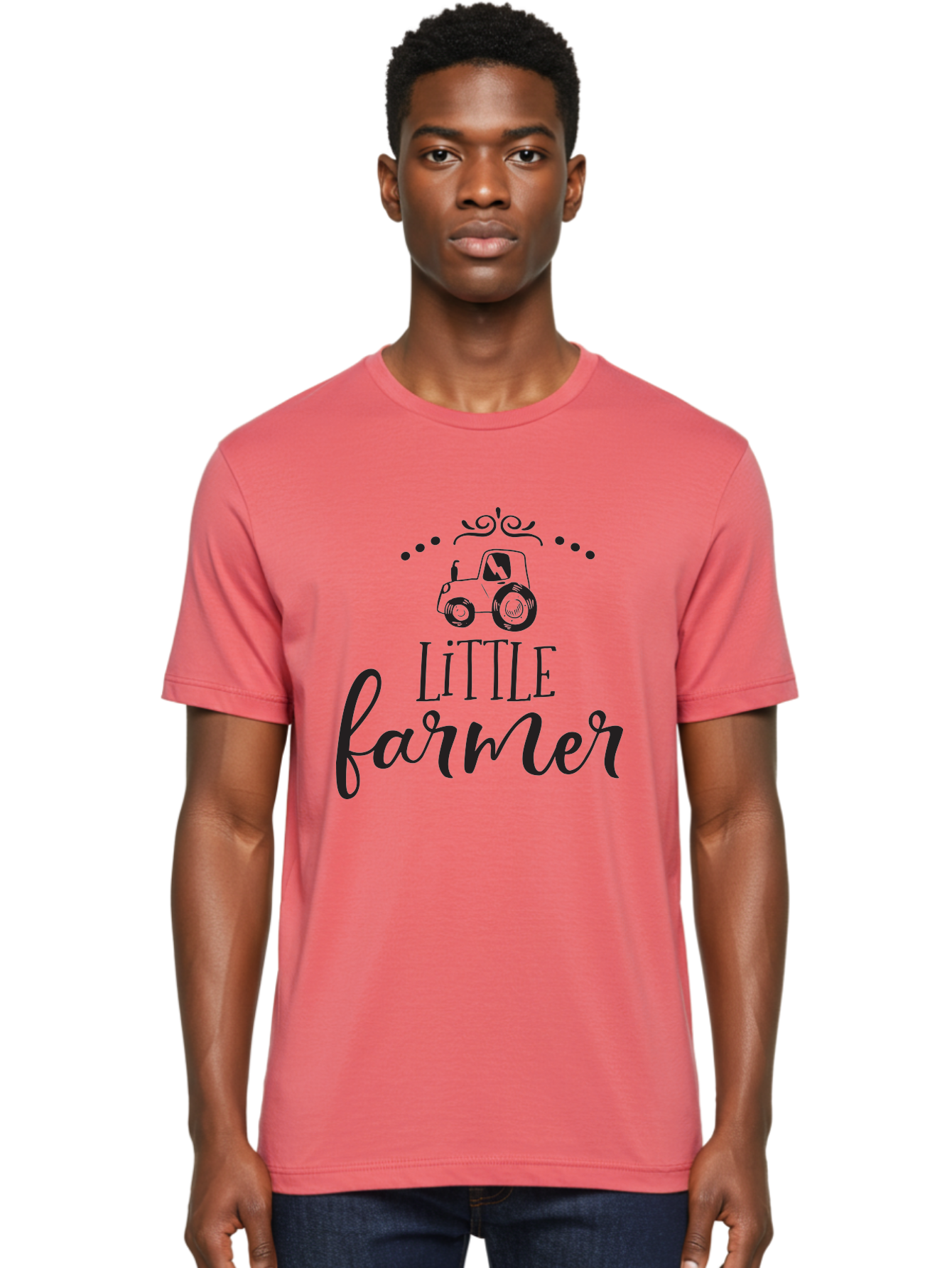 Little-Farmer Men'S Graphic Tee, 100% Cotton, Comfortable Casual Summer Wear, Machine Washable, Tractor Illustration, Farming Graphics, Agricultural Design, Farm-Themed Artwork, Whimsical Typography, Farmer Logo, Countryside Charm, Aac954