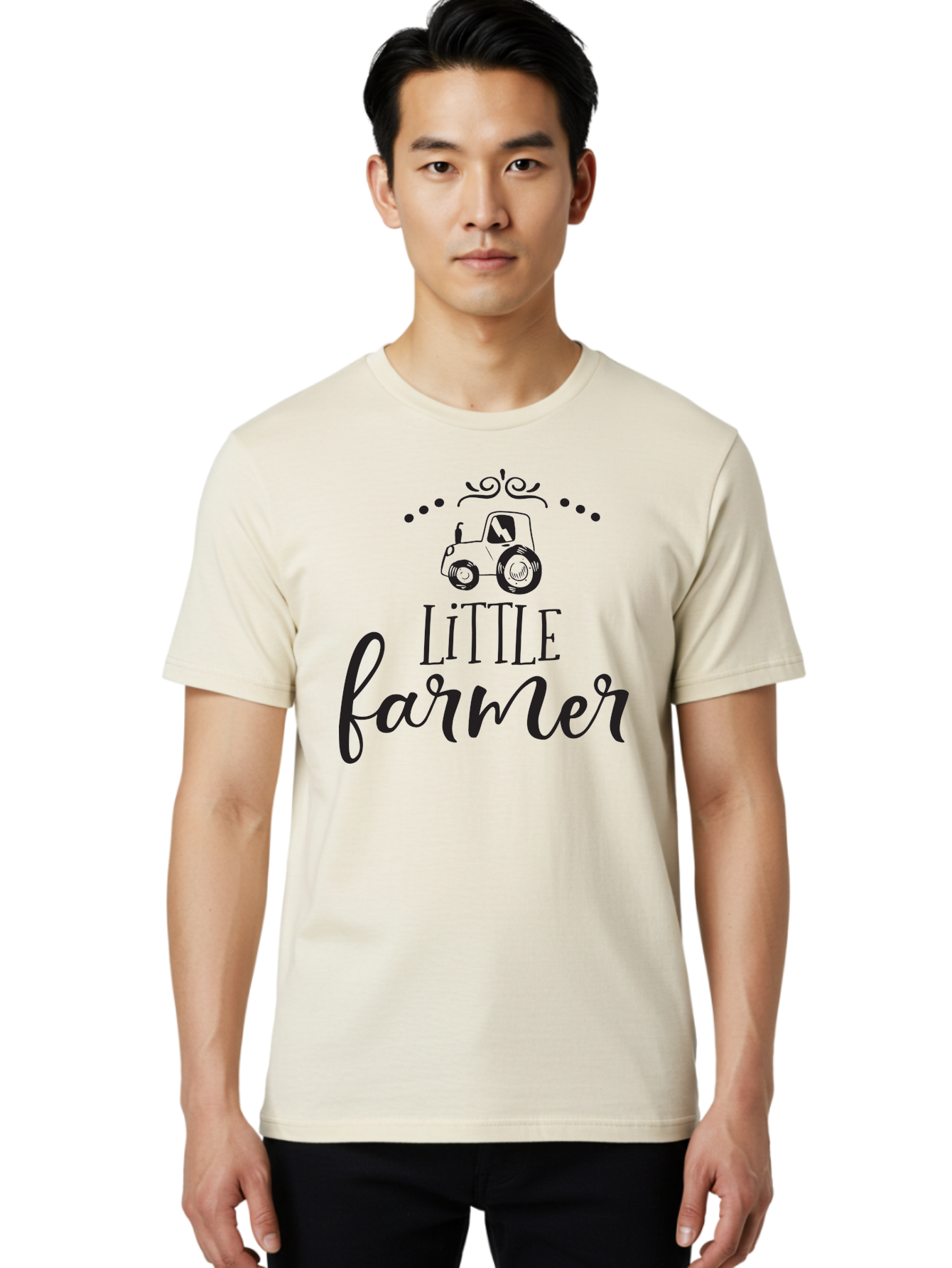 Little-Farmer Men'S Graphic Tee, 100% Cotton, Comfortable Casual Summer Wear, Machine Washable, Tractor Illustration, Farming Graphics, Agricultural Design, Farm-Themed Artwork, Whimsical Typography, Farmer Logo, Countryside Charm, Aac954