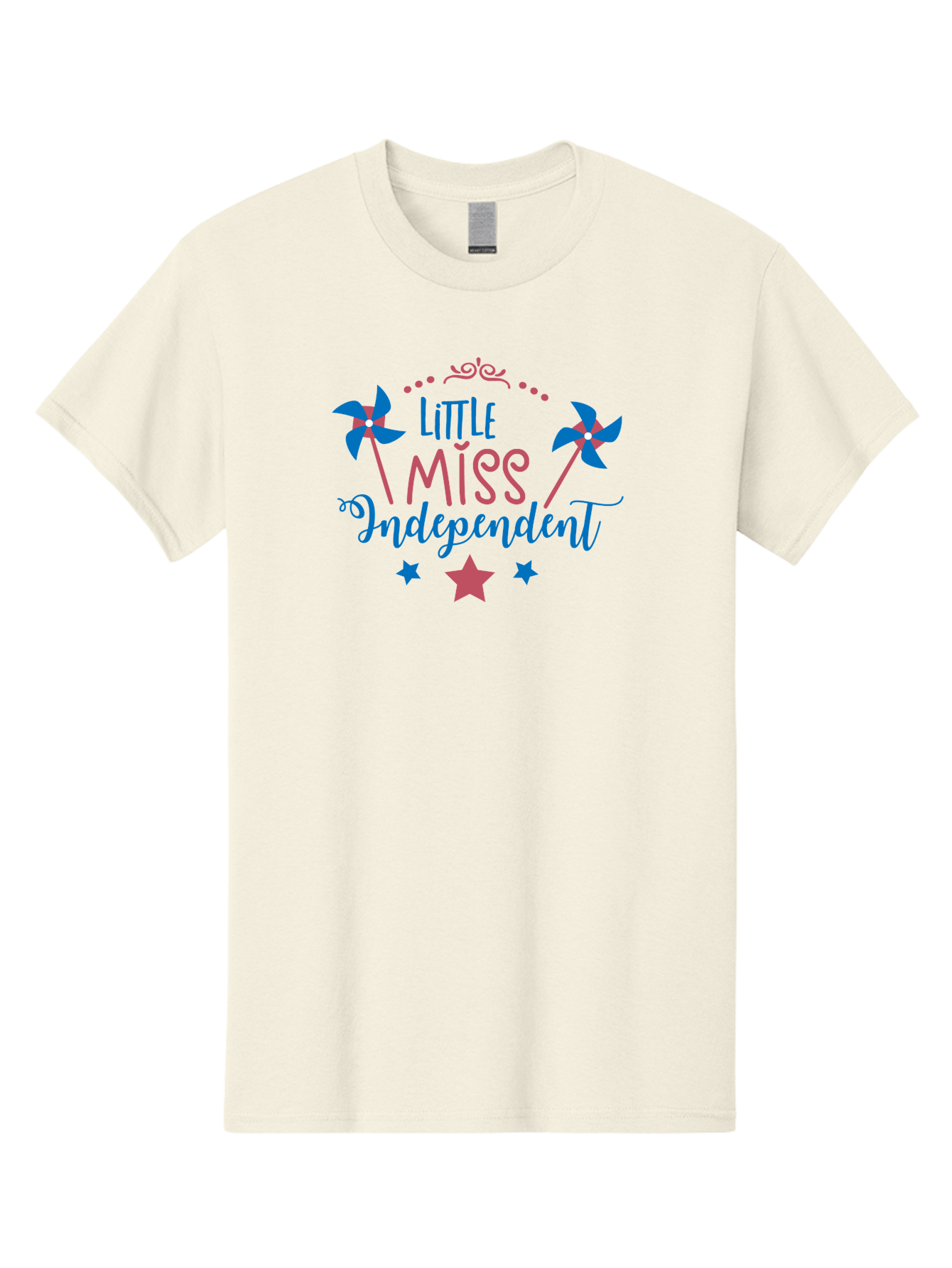 Little-Miss-Independent Men'S Graphic Tee, 100% Cotton, Comfortable Casual Summer Wear, Machine Washable, 4Th Of July, Independence Day, Little Miss Independent, Pinwheels, Stars, Patriotic Theme, Kids Design, Pink And Blue Colors, Aac957